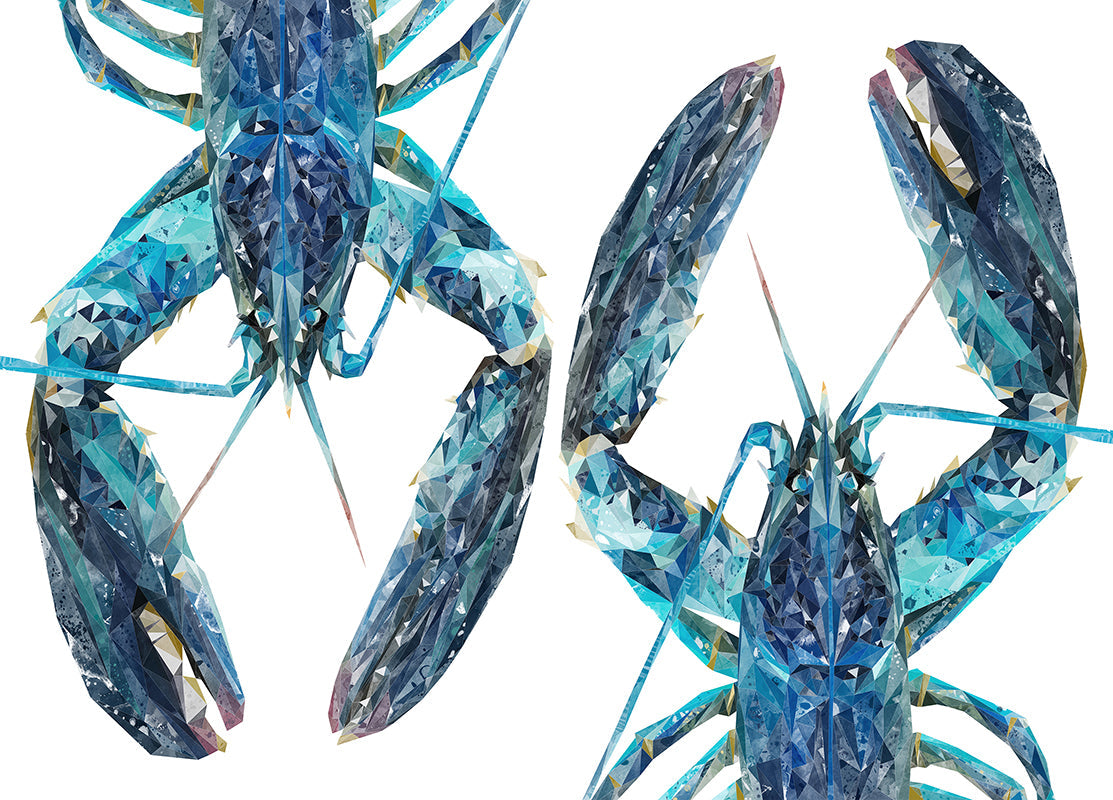"Two Blue Lobsters" Premium Glass Placemat
