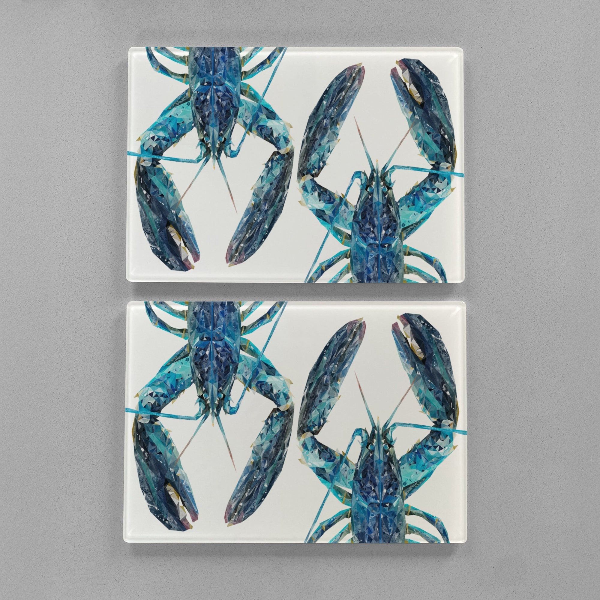 "Two Blue Lobsters" Premium Glass Placemat