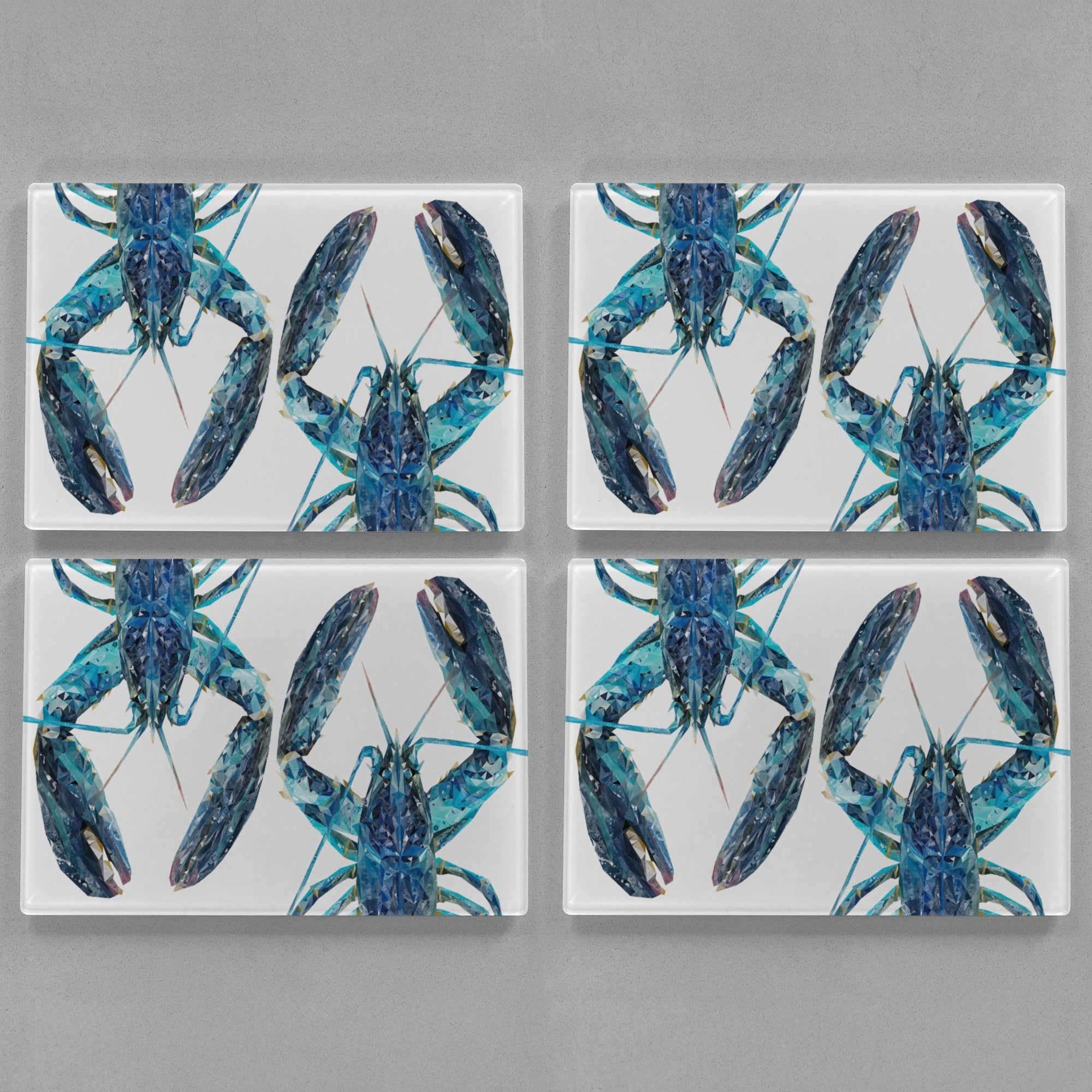"Two Blue Lobsters" Premium Glass Placemat
