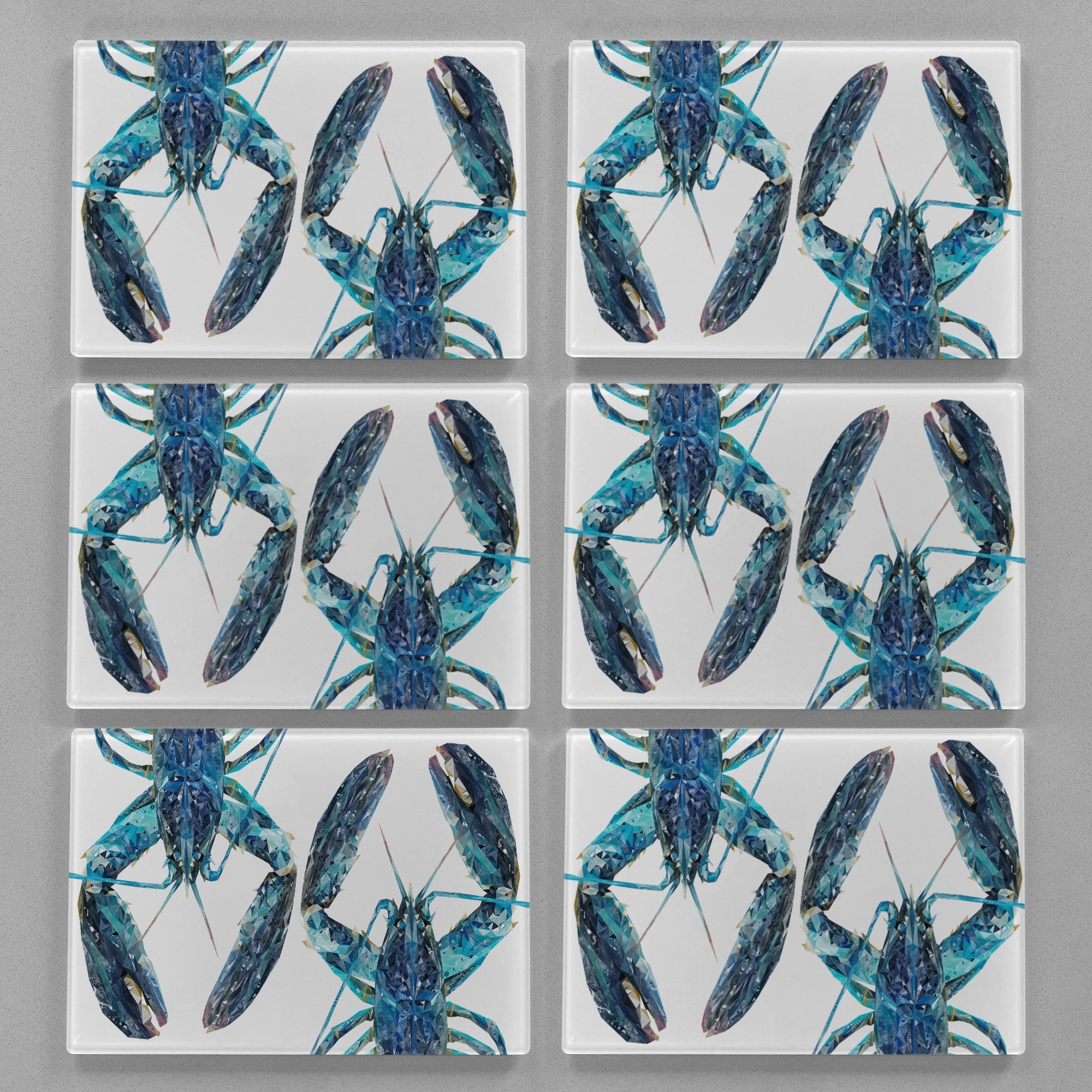 "Two Blue Lobsters" Premium Glass Placemat