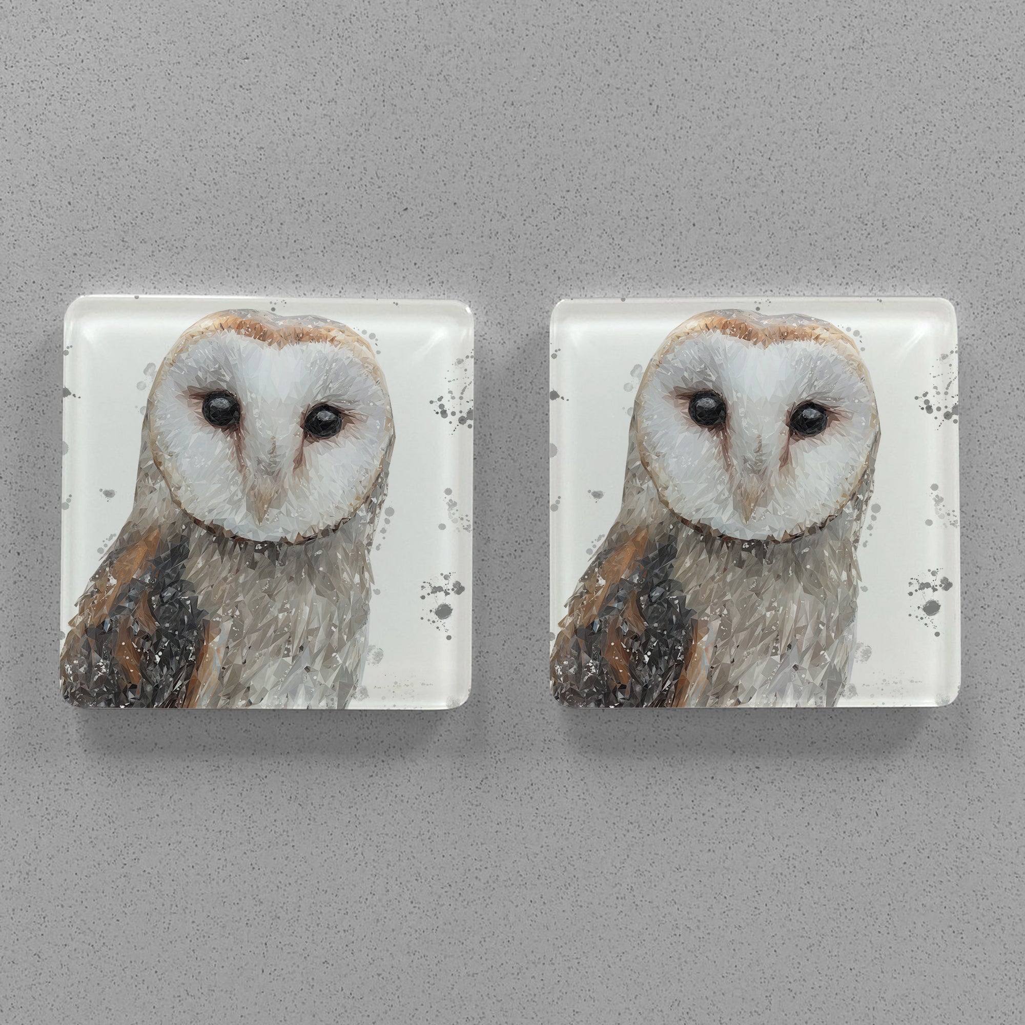 "Whisper" Grey Background Splashes Premium Glass Coasters