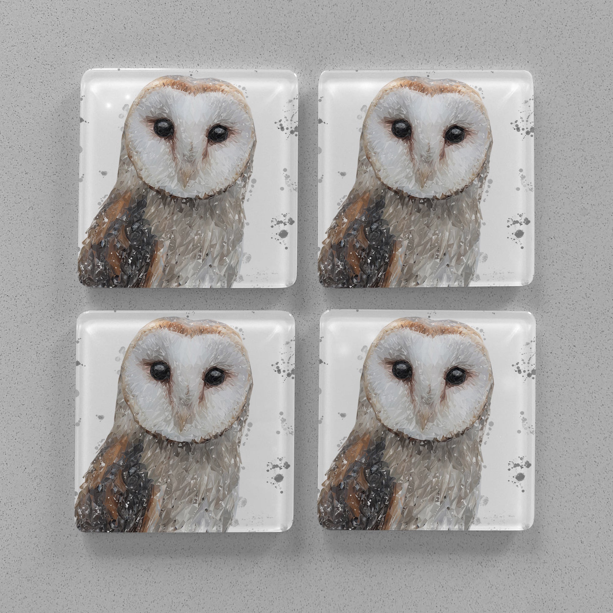 "Whisper" Grey Background Splashes Premium Glass Coasters
