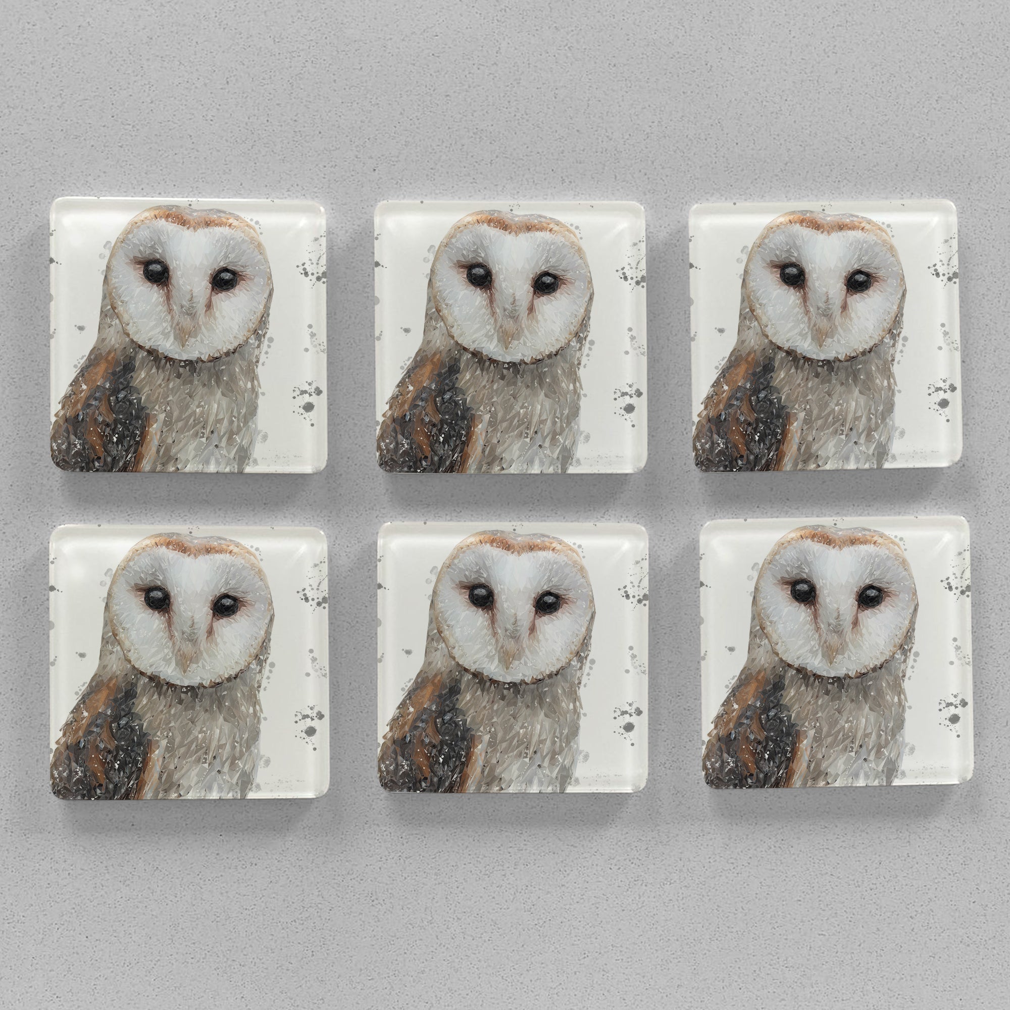 "Whisper" Grey Background Splashes Premium Glass Coasters