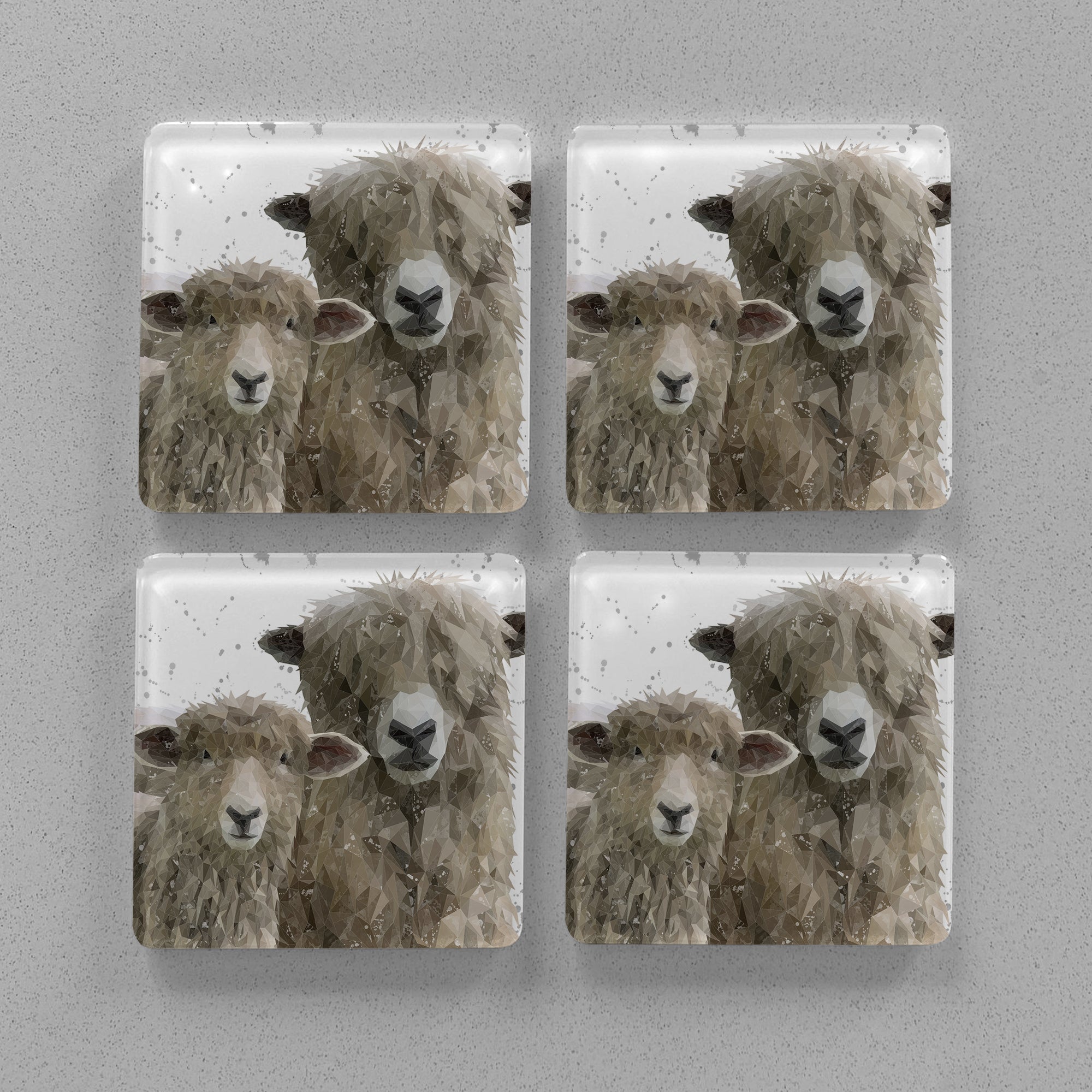 "Lily & Lottie" Background Splashes Premium Glass Coasters