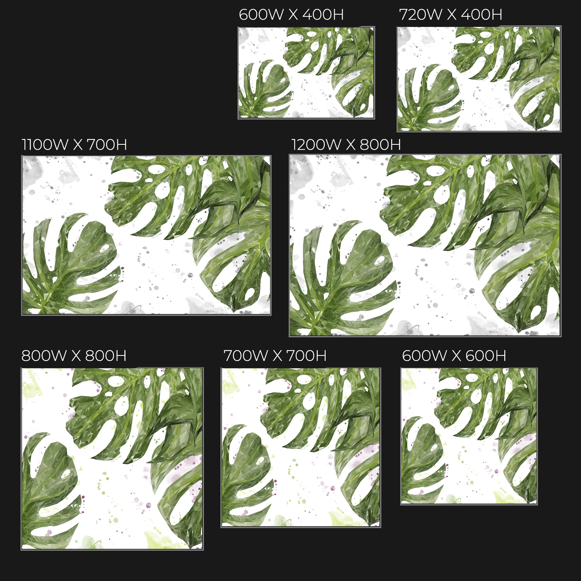 "Tranquillity" Monstera Plant (Grey Background) Glass Wall Art