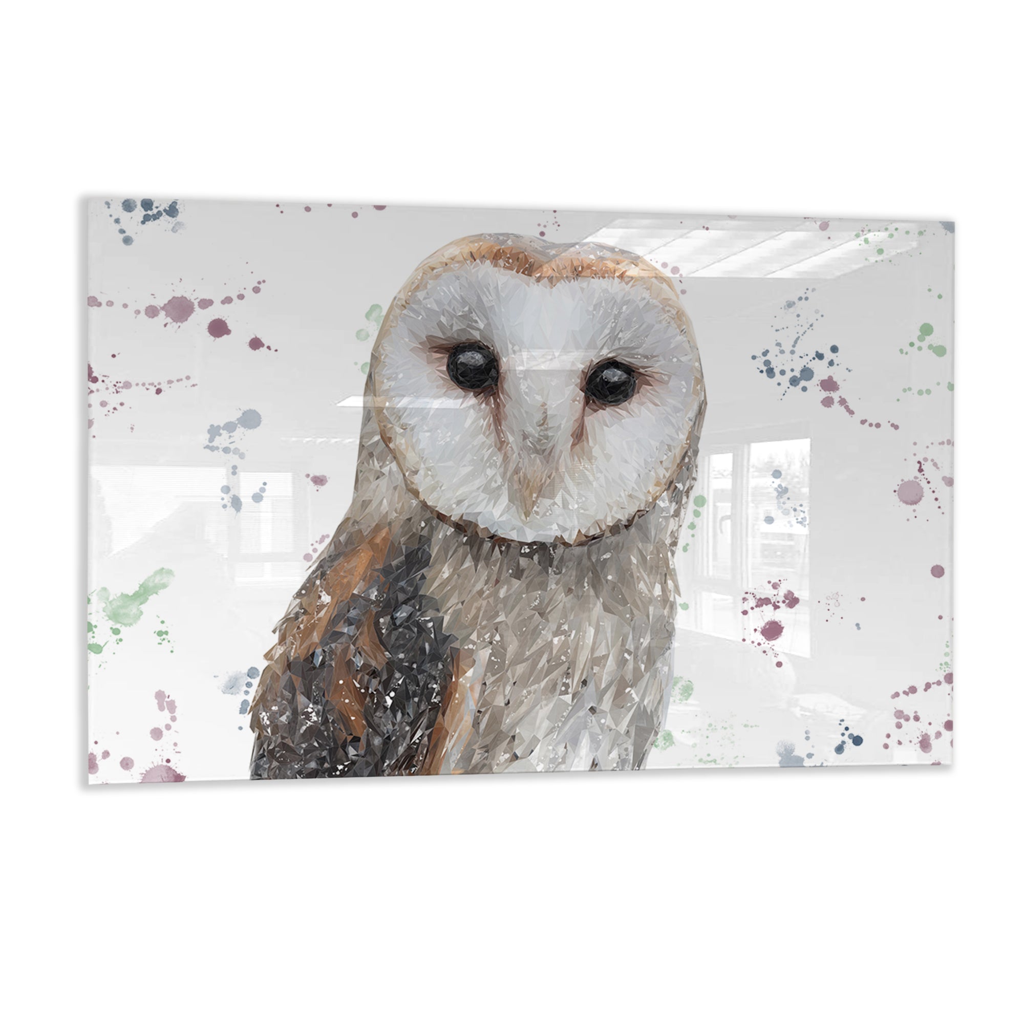 "Whisper" The Barn Owl Glass Wall Art
