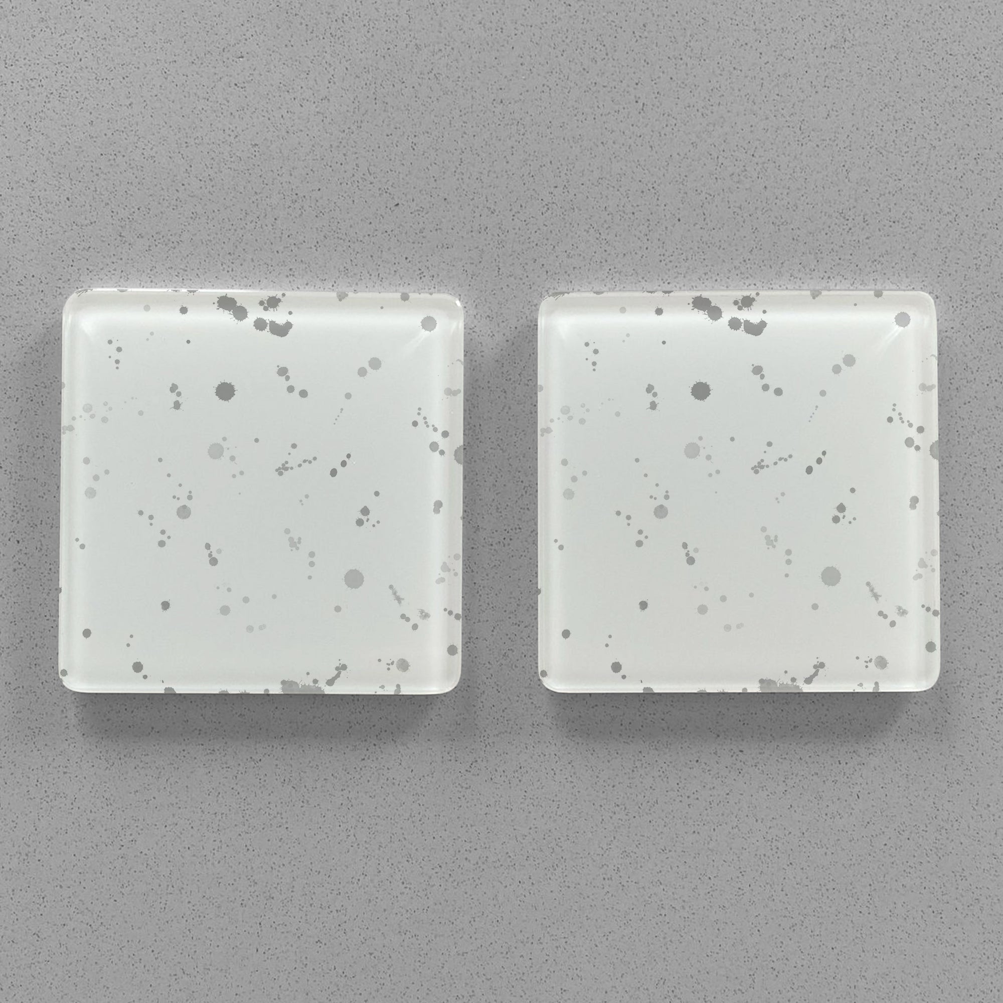 "Millie" Grey Background Splashes Accent Premium Glass Coasters