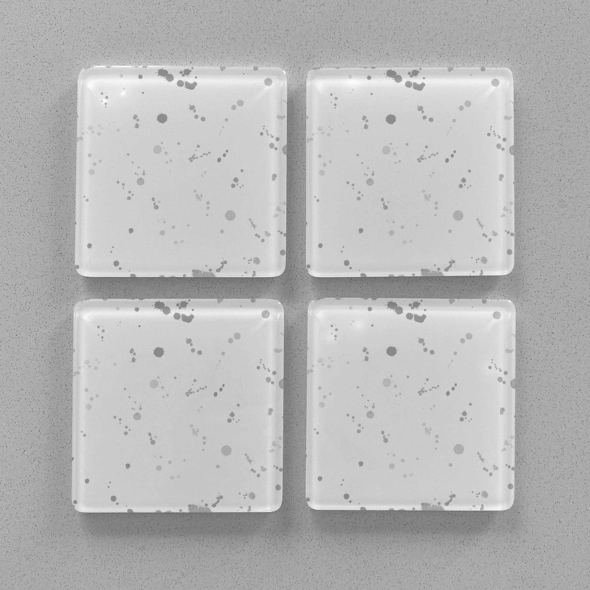 "Millie" Grey Background Splashes Accent Premium Glass Coasters