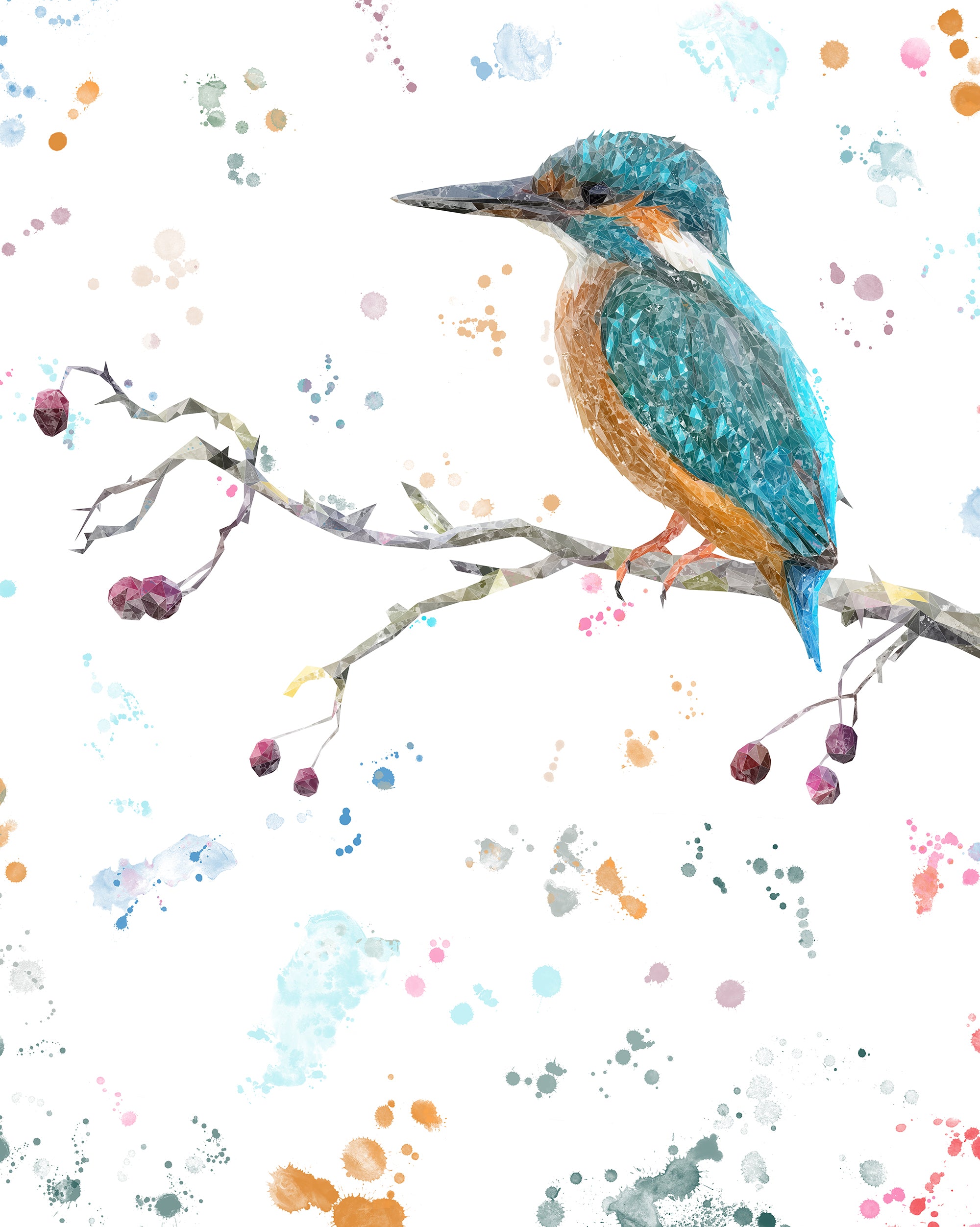 "On the Lookout" The Kingfisher (portrait) Kitchen Splashback - Andy Thomas Artworks