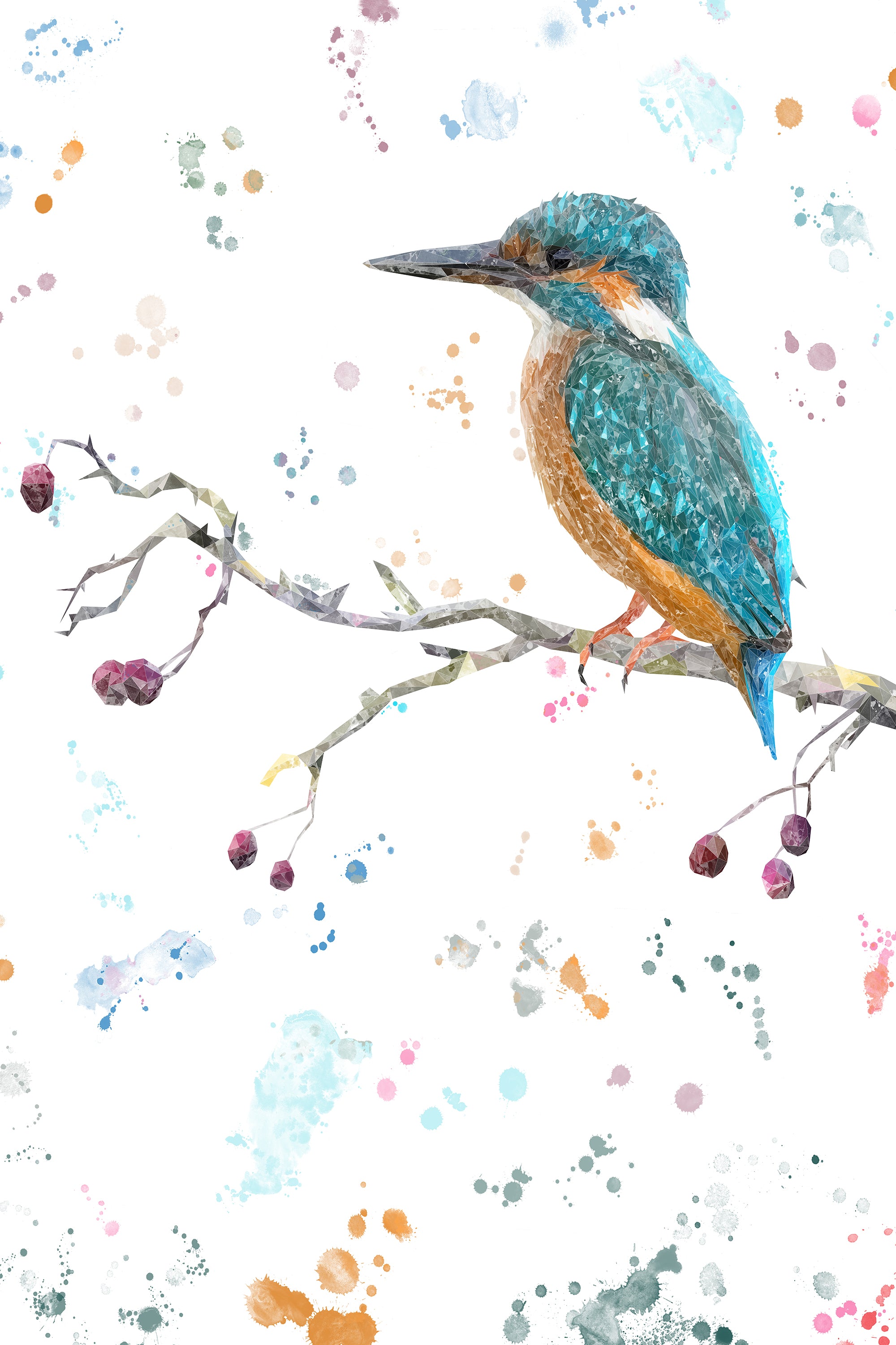 "On the Lookout" The Kingfisher (portrait) Kitchen Splashback - Andy Thomas Artworks