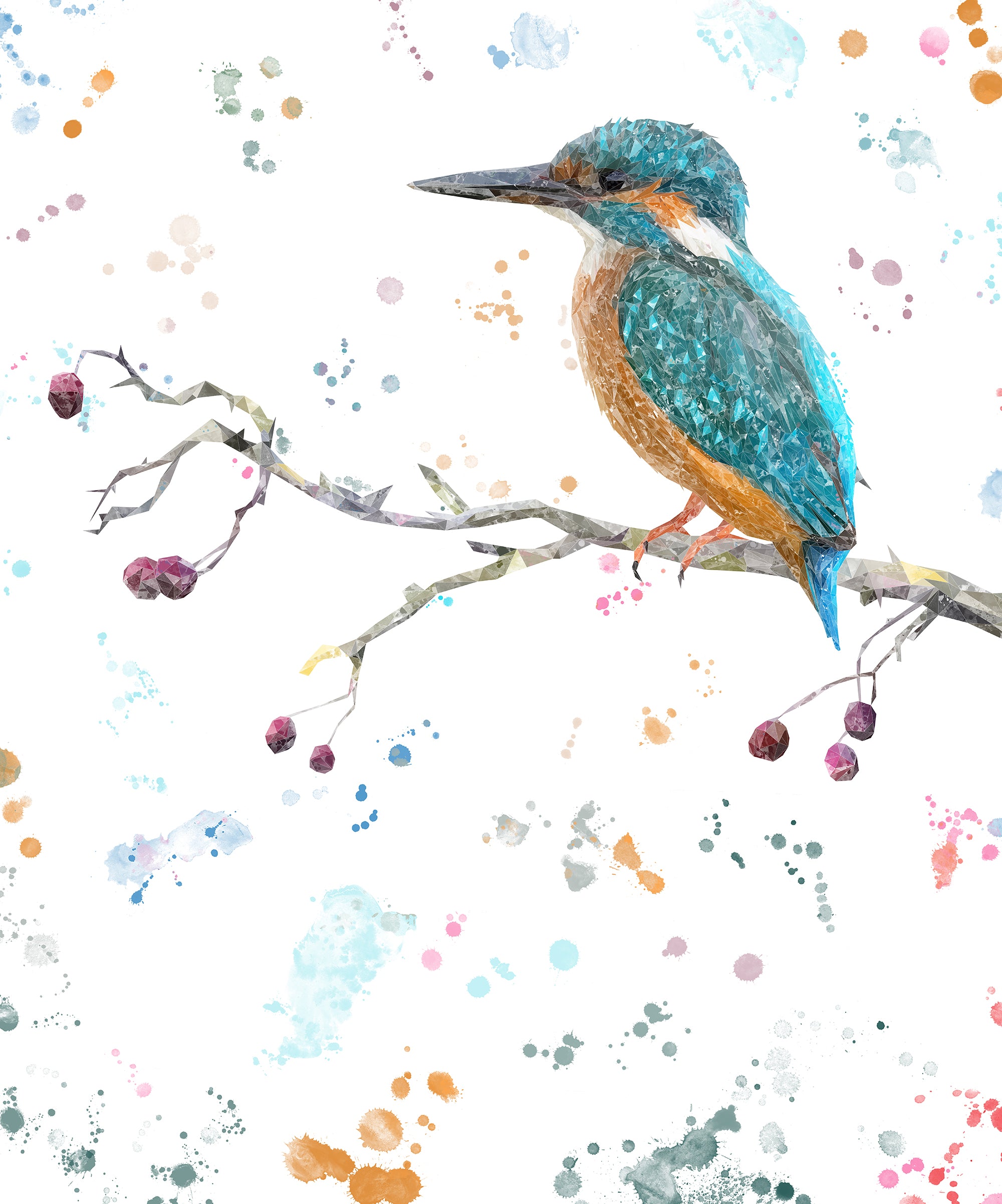 "On the Lookout" The Kingfisher (portrait) Kitchen Splashback - Andy Thomas Artworks