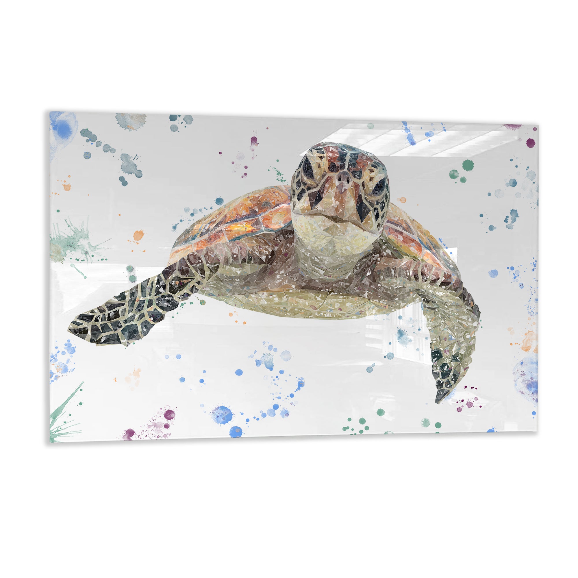 NEW! "Drift" The Sea Turtle Glass Wall Art