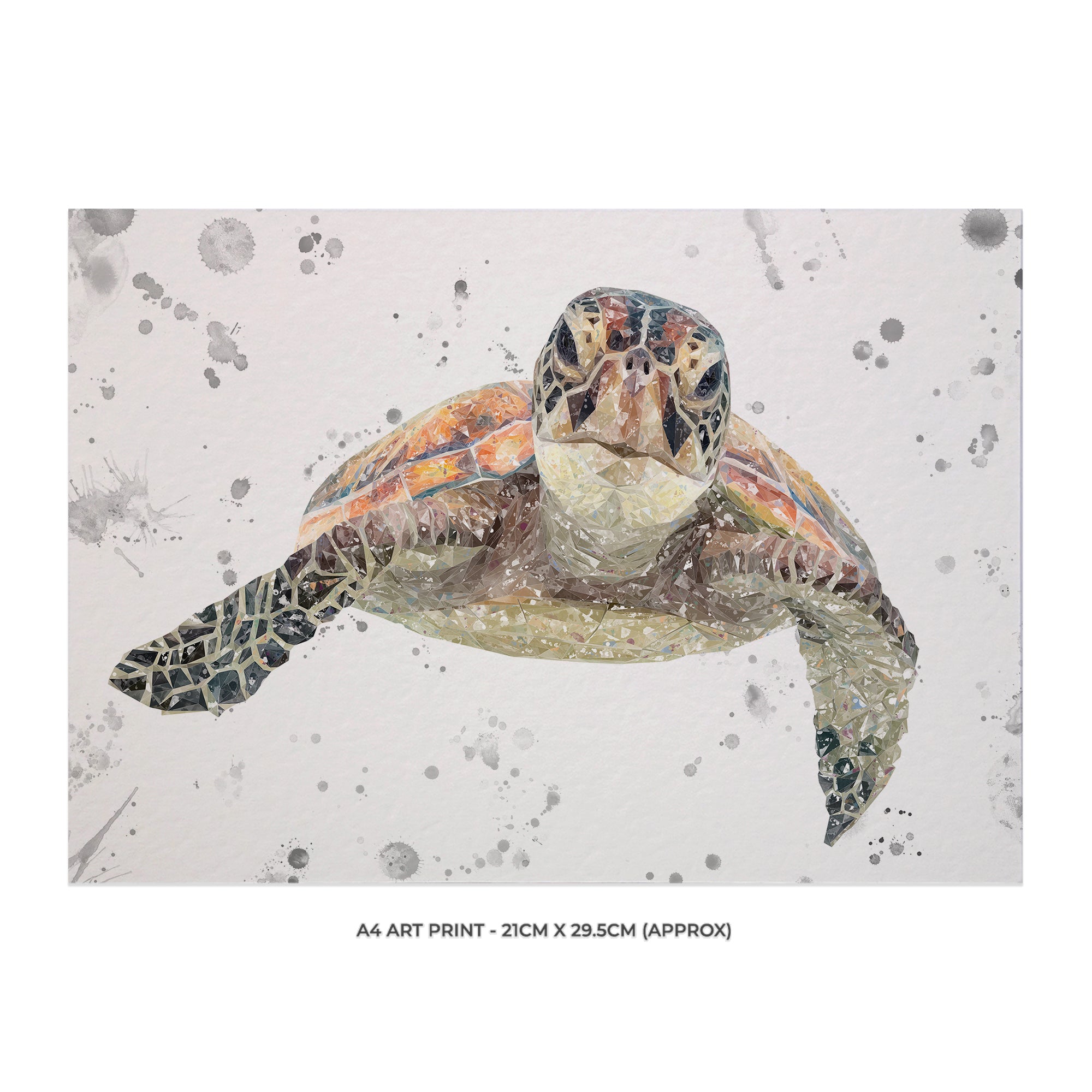 NEW! "Drift" The Sea Turtle (Grey Background) A4 Unframed Art Print - Andy Thomas Artworks