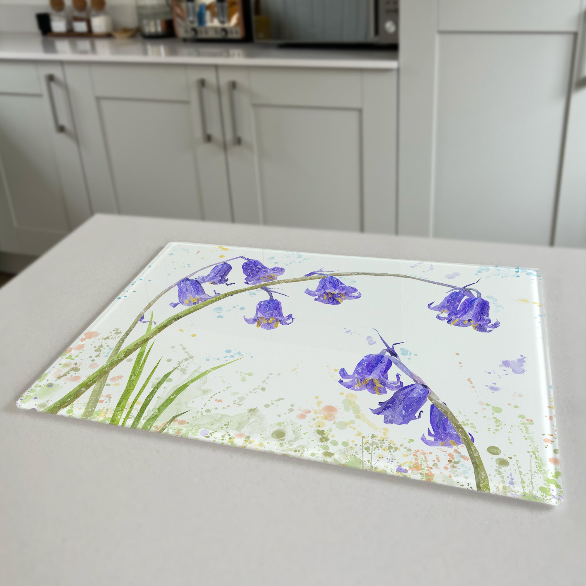 "Bluebells" Premium Glass Worktop Saver