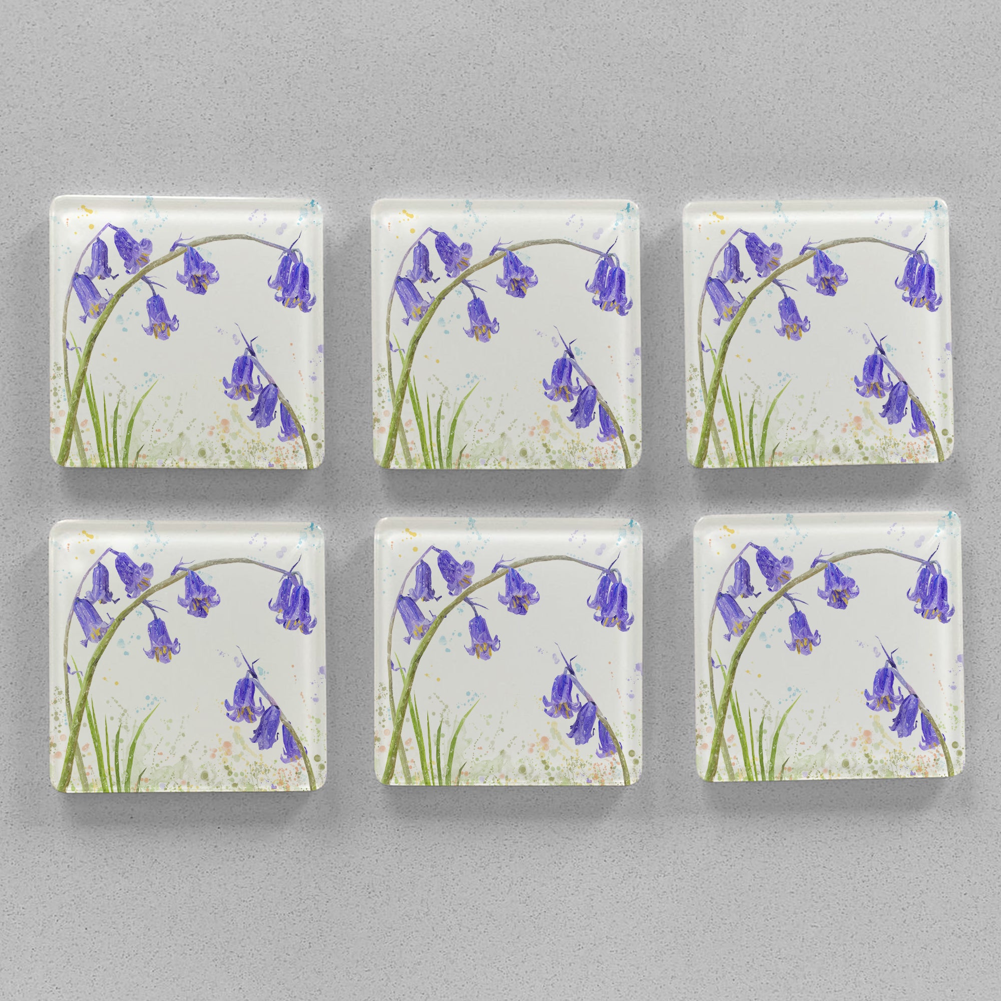 "Bluebells" Premium Glass Coasters
