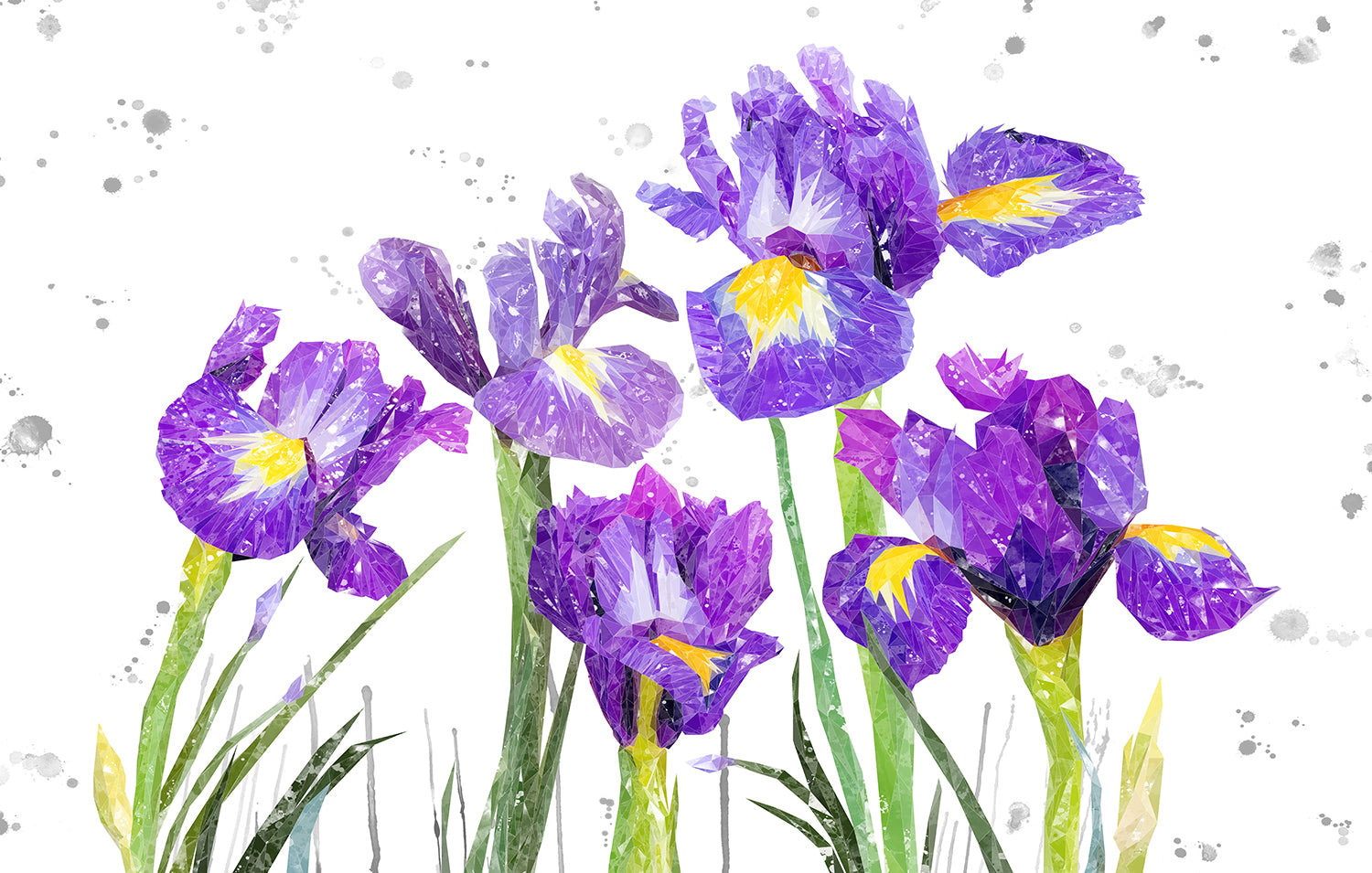 NEW! "Purple Haze" Iris Grey Background Glass Wall Art