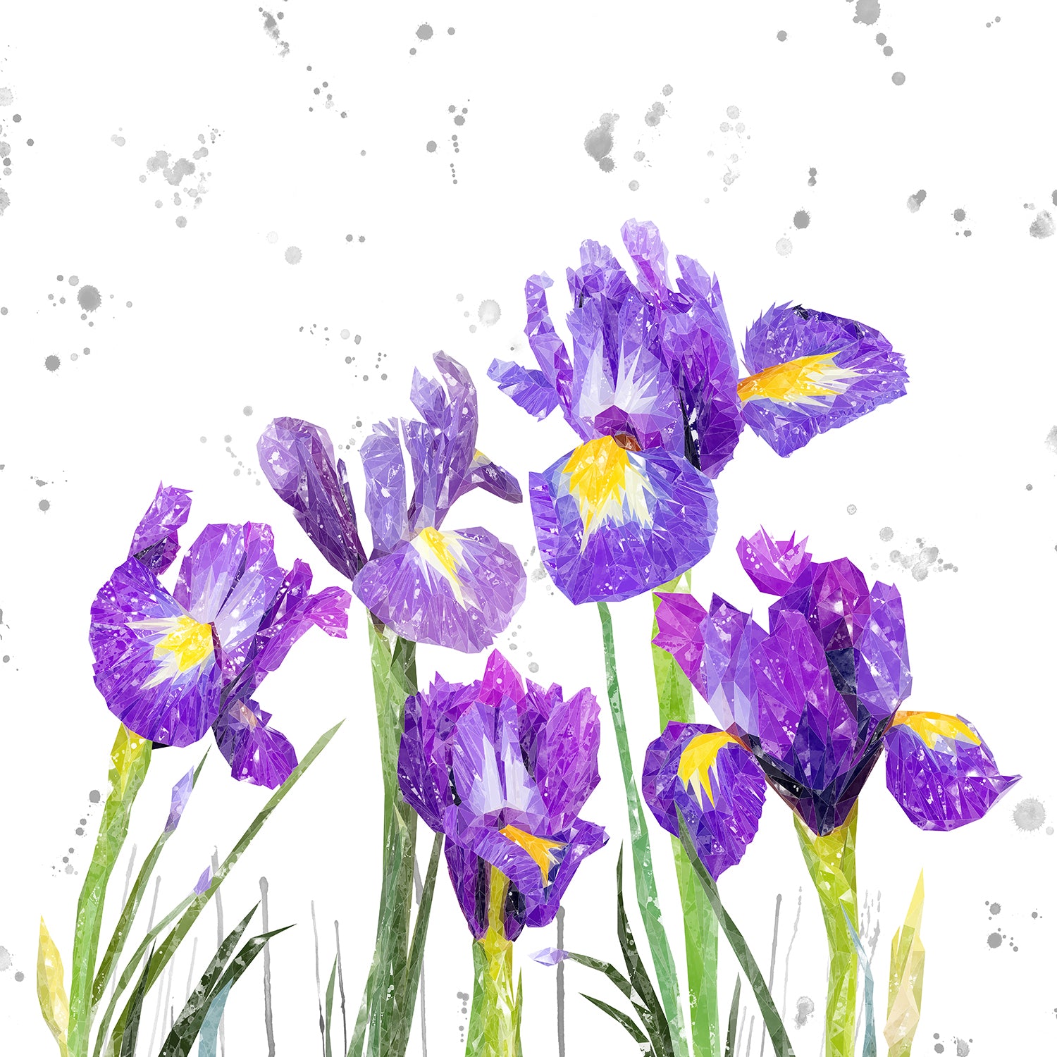 NEW! "Purple Haze" Iris Grey Background Glass Wall Art