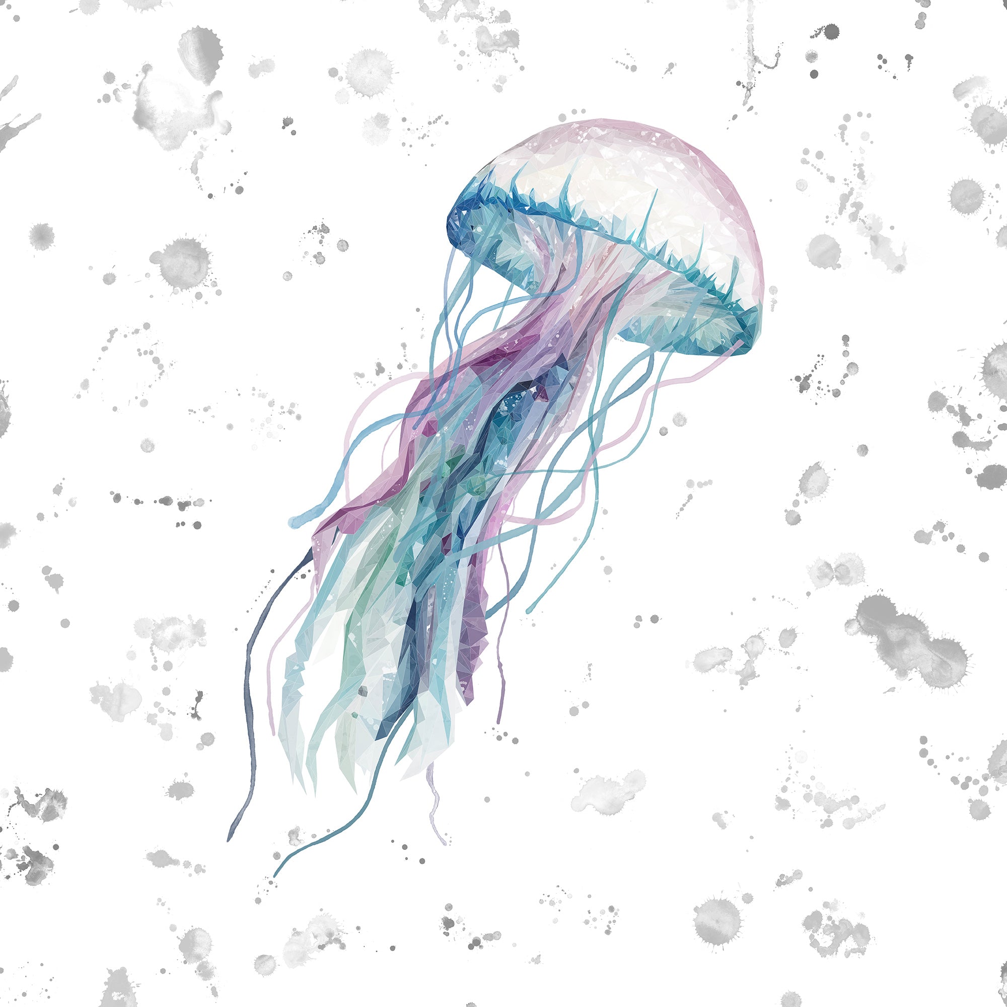 NEW! "Ophelia" Jellyfish Portrait Version (grey background) Kitchen Splashback - Andy Thomas Artworks