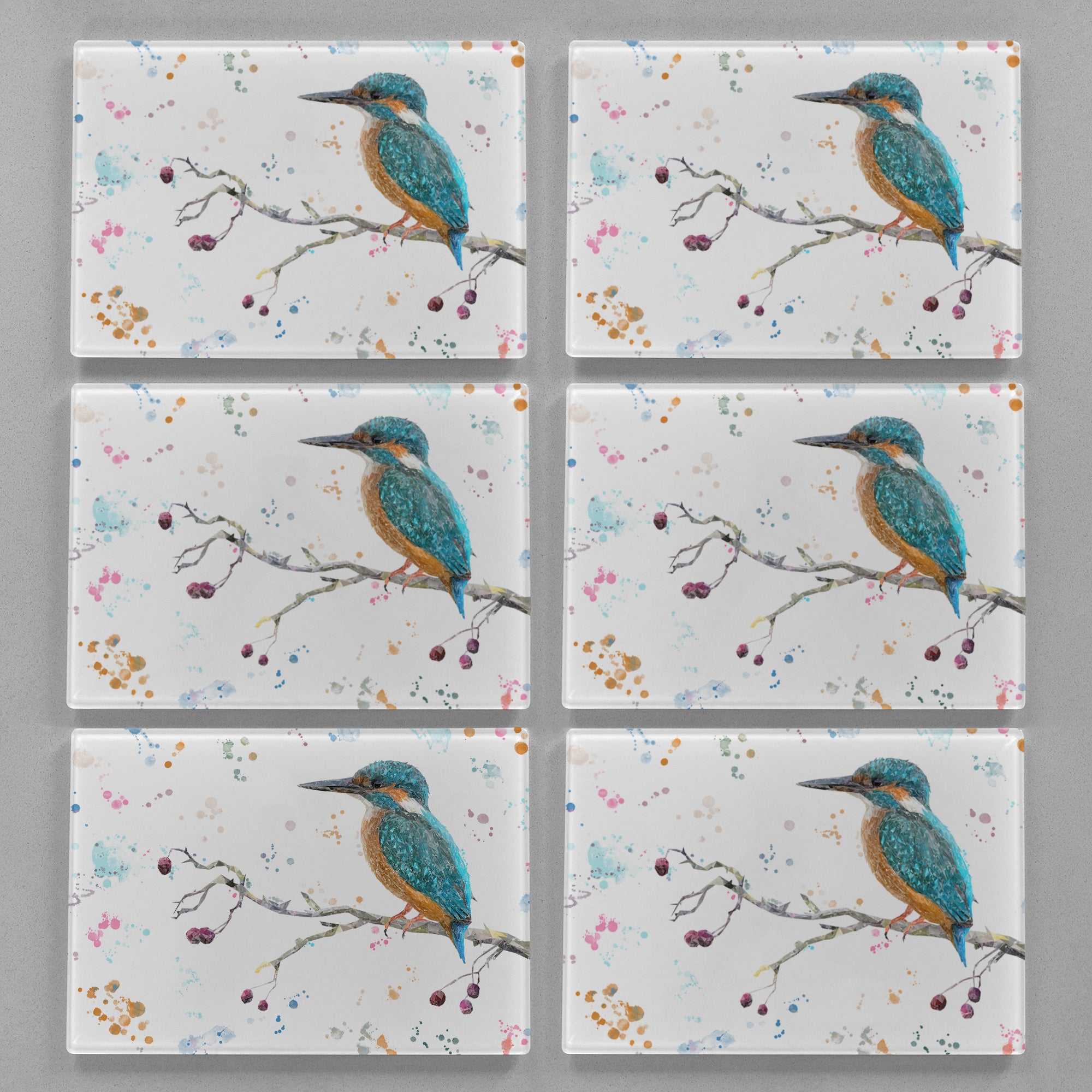 NEW! "On the Lookout" The Kingfisher Premium Glass Placemat - Andy Thomas Artworks