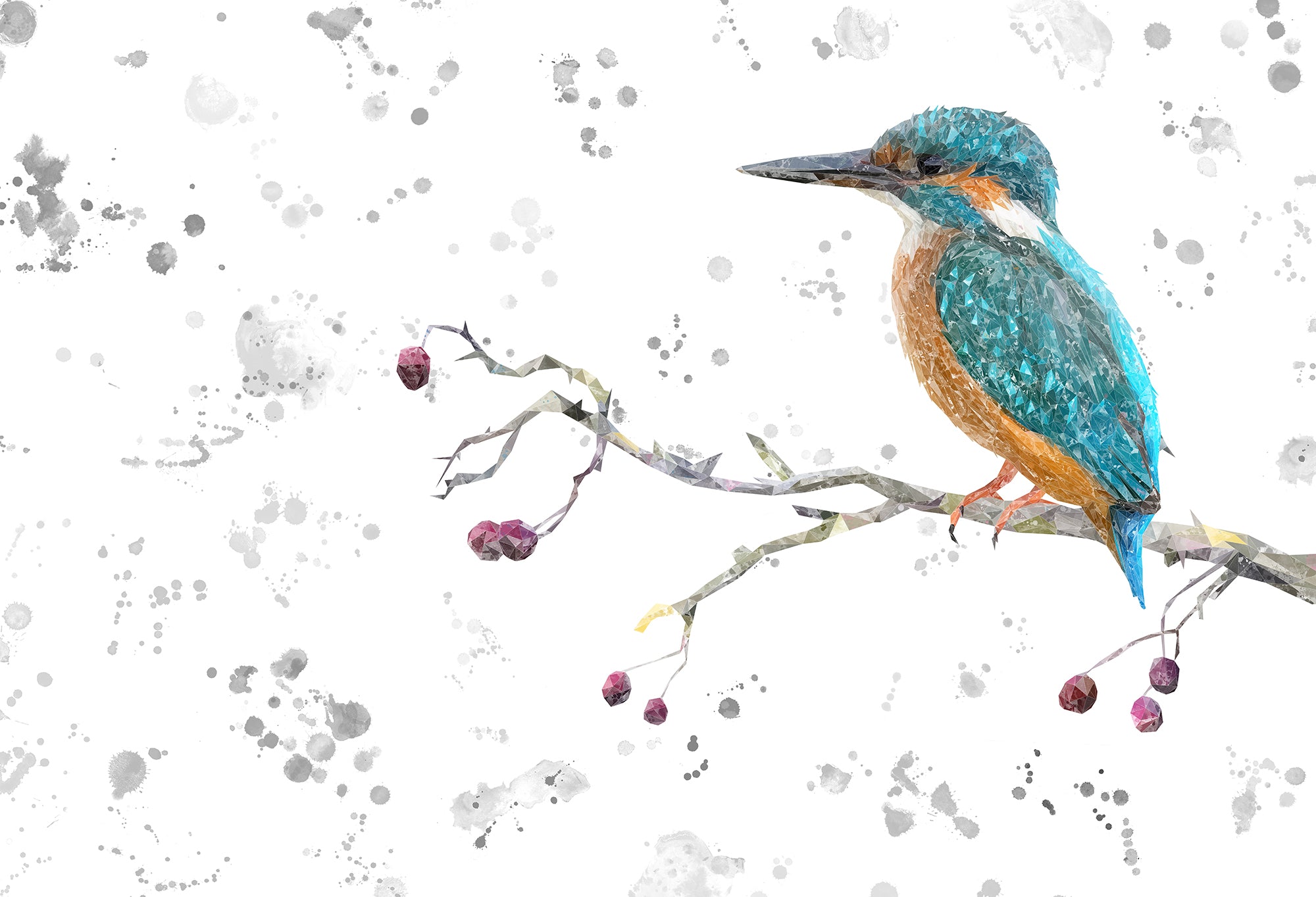 NEW! "On the Lookout" The Kingfisher (grey background) Kitchen Splashback