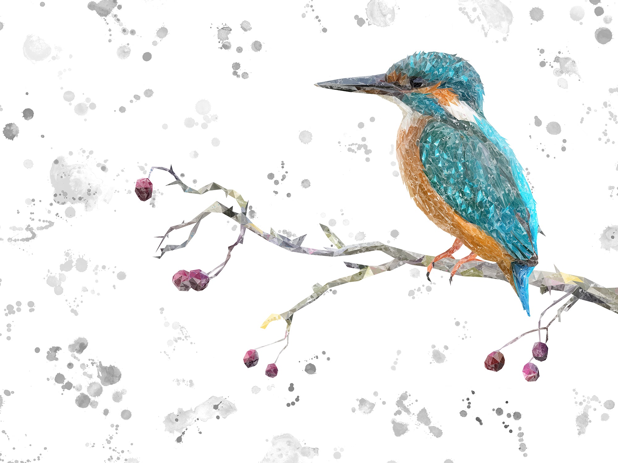 NEW! "On the Lookout" The Kingfisher (grey background) Kitchen Splashback