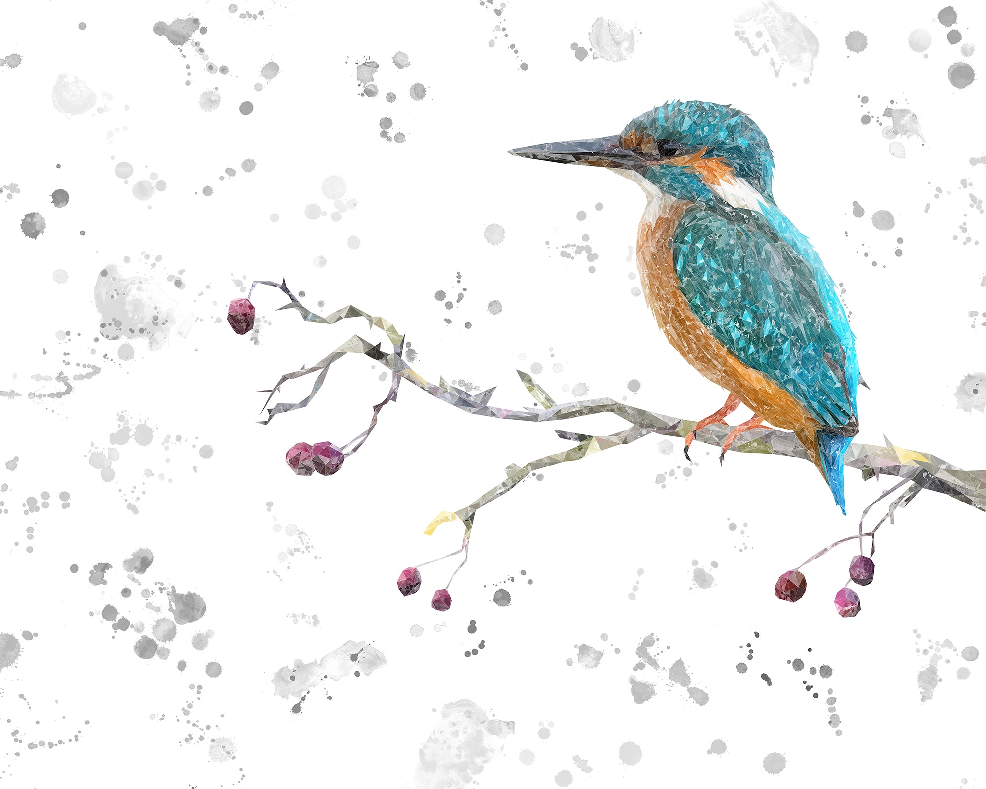 NEW! "On the Lookout" The Kingfisher (grey background) Kitchen Splashback