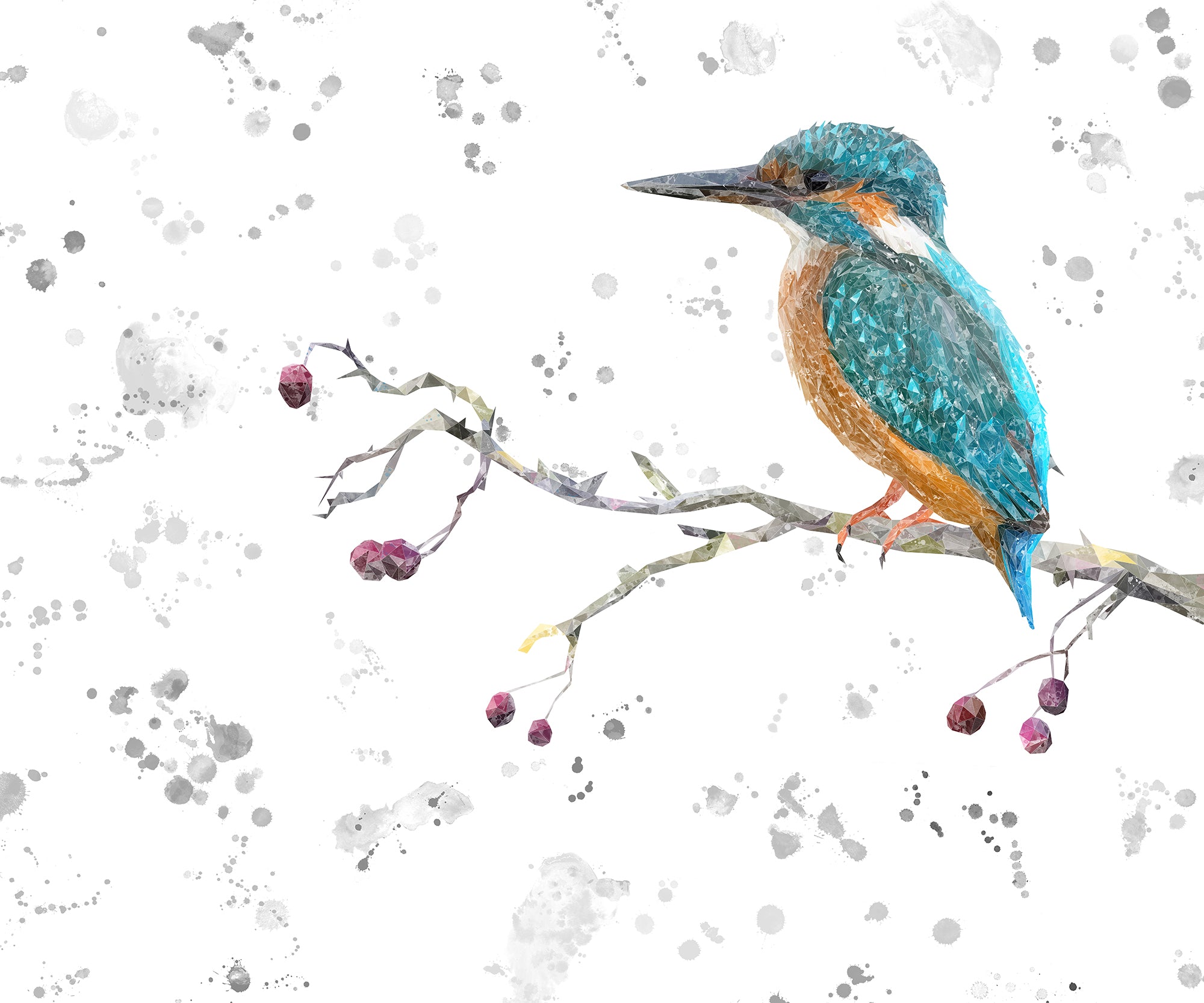 NEW! "On the Lookout" The Kingfisher (grey background) Kitchen Splashback