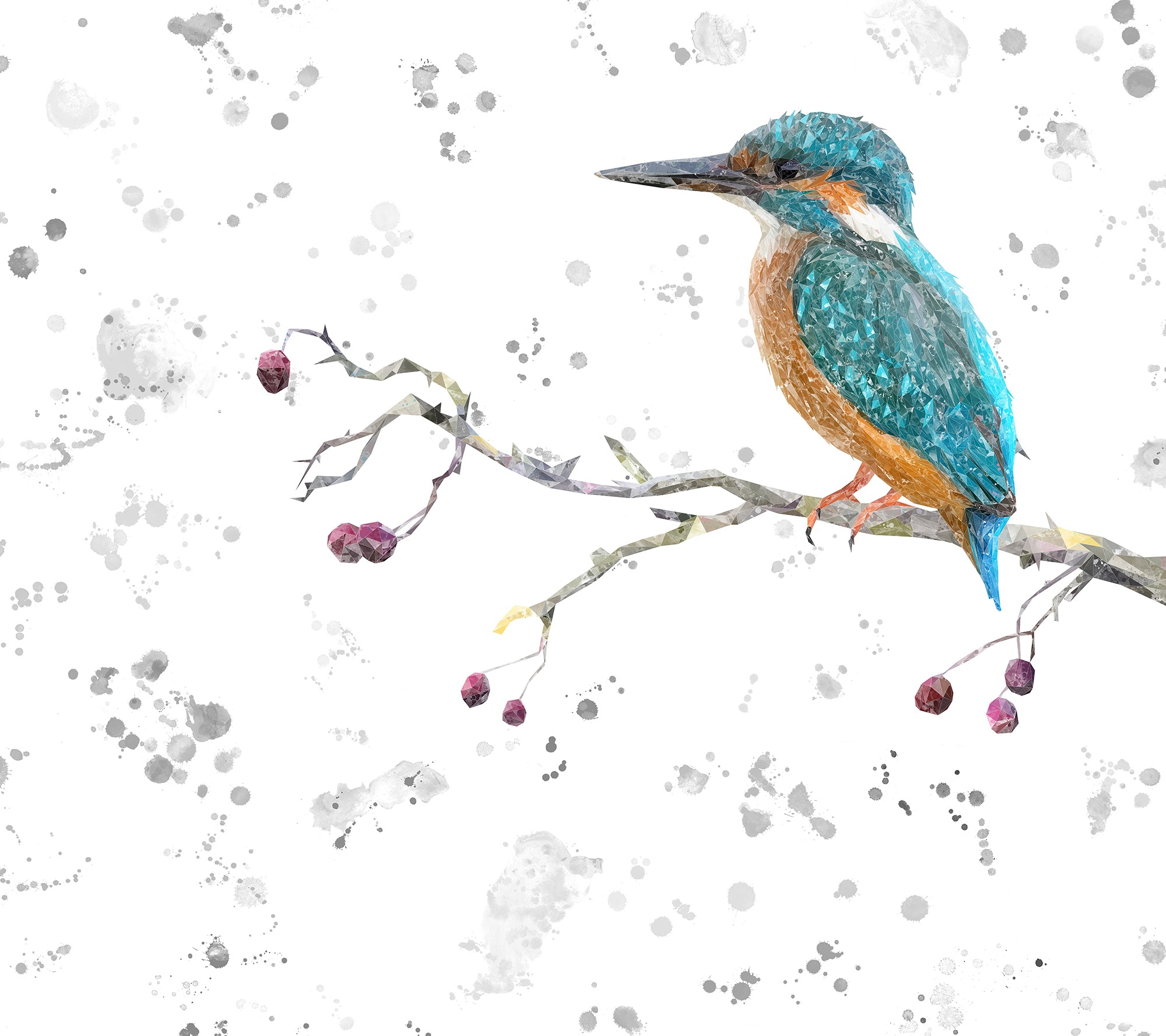 NEW! "On the Lookout" The Kingfisher (grey background) Kitchen Splashback