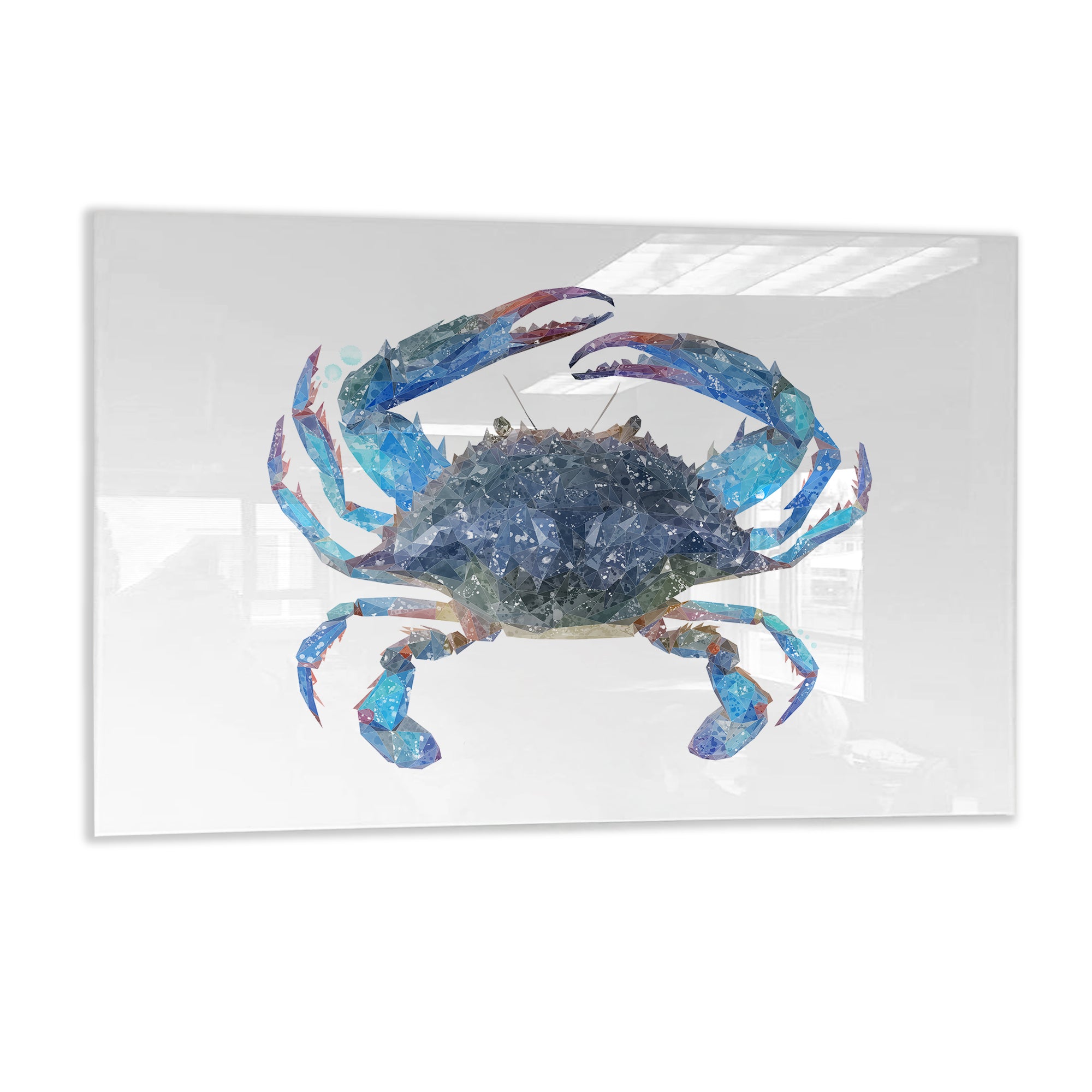 NEW! "Calli" The Blue Crab Glass Wall Art