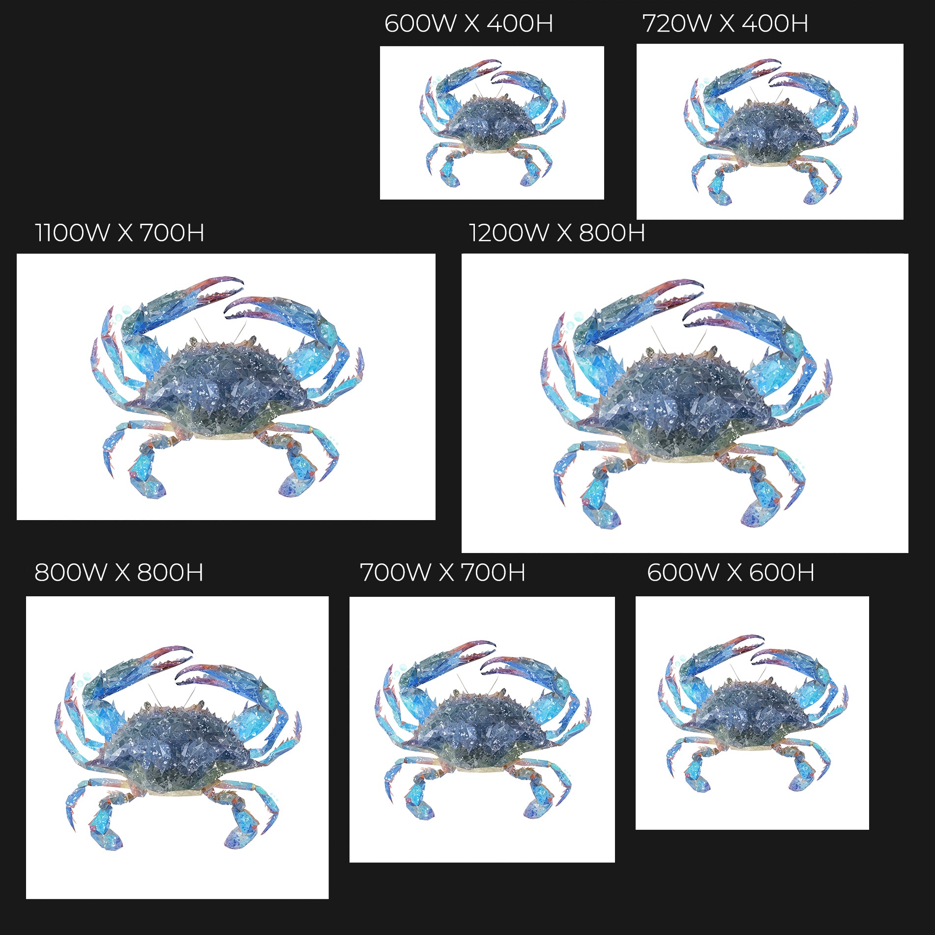 NEW! "Calli" The Blue Crab Glass Wall Art