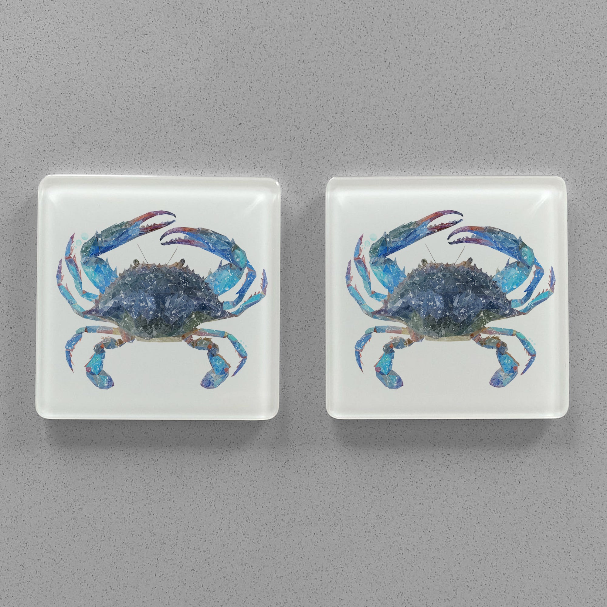 NEW! "Calli" Blue Crab Premium Glass Coasters - Andy Thomas Artworks