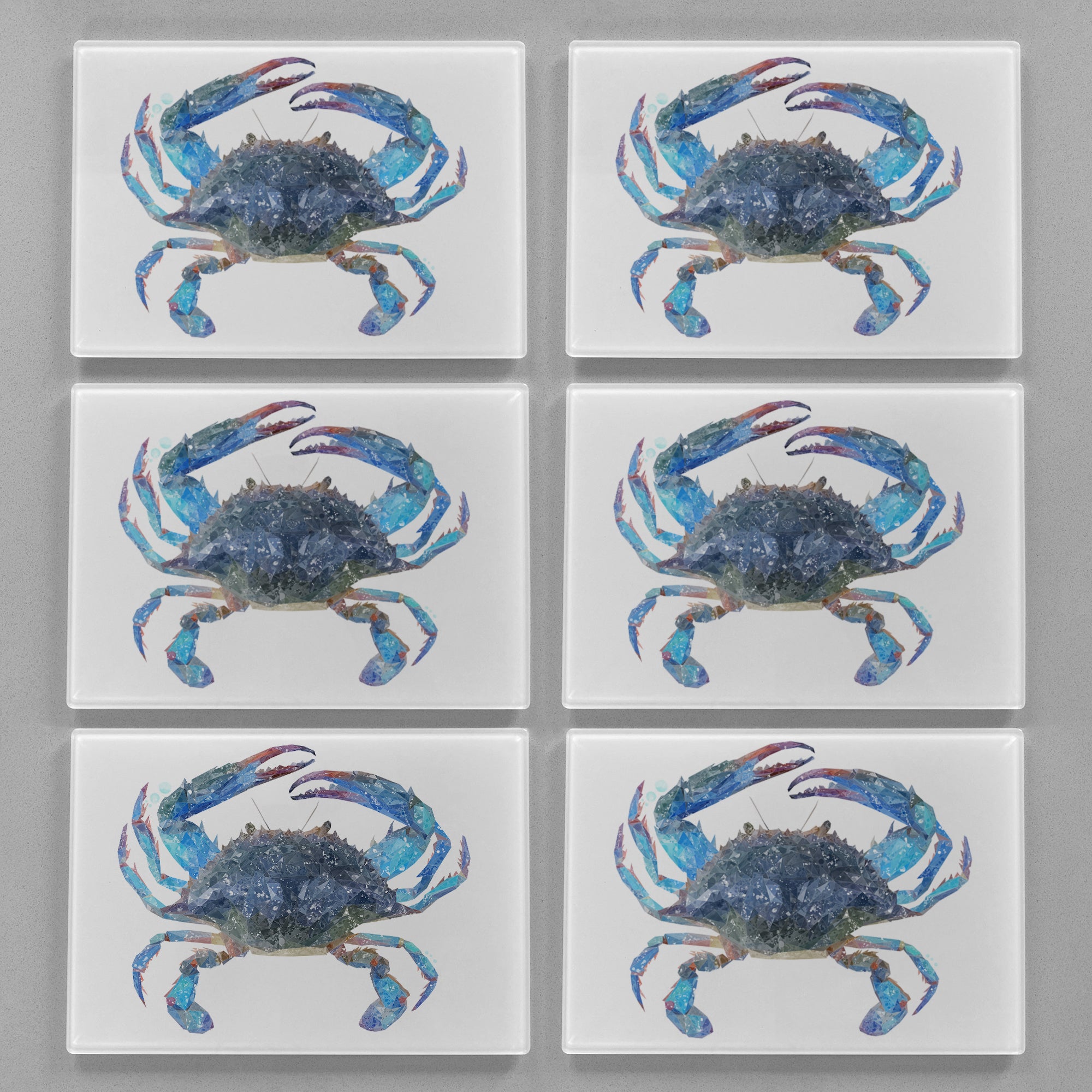 NEW! "Calli" The Blue Crab Premium Glass Placemat - Andy Thomas Artworks