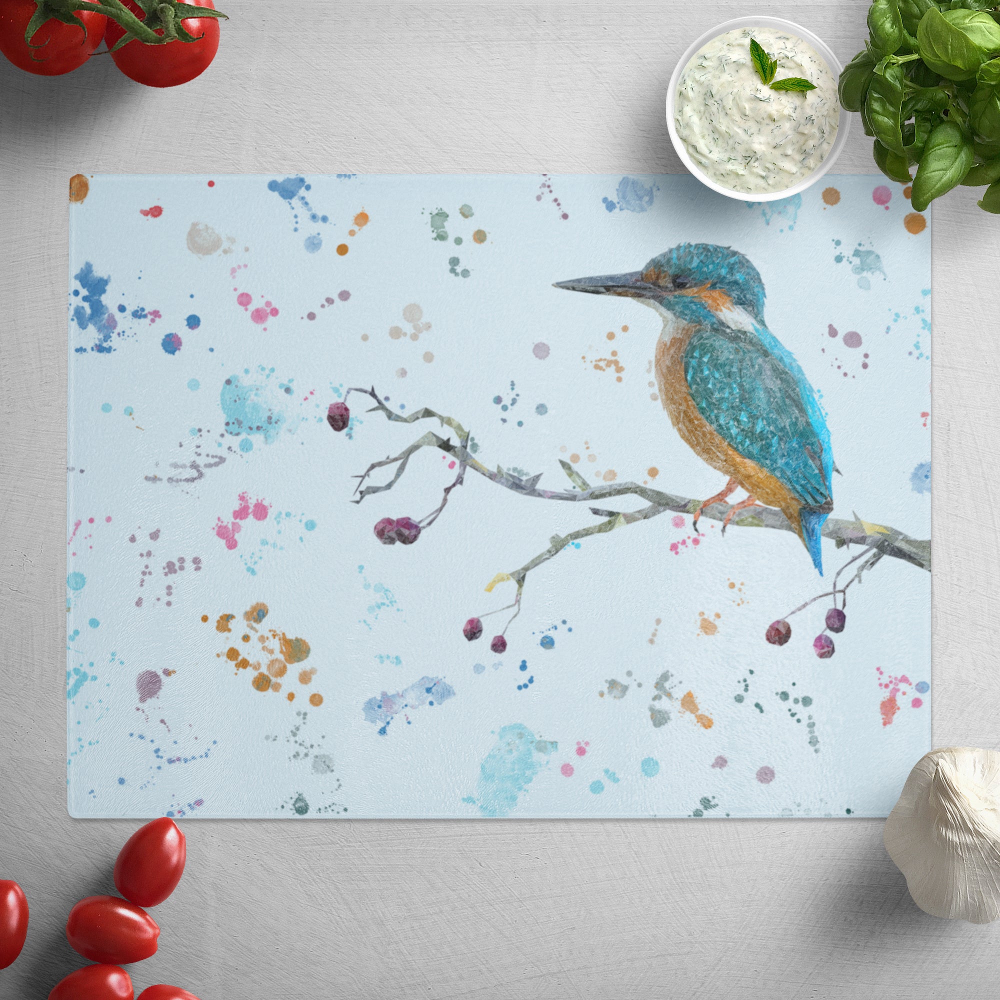 NEW! "On the Lookout" The Kingfisher Glass Worktop Saver - Andy Thomas Artworks