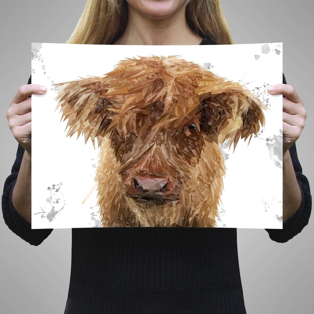 "Peeps" The Highland Calf A3 Unframed Art Print - Andy Thomas Artworks