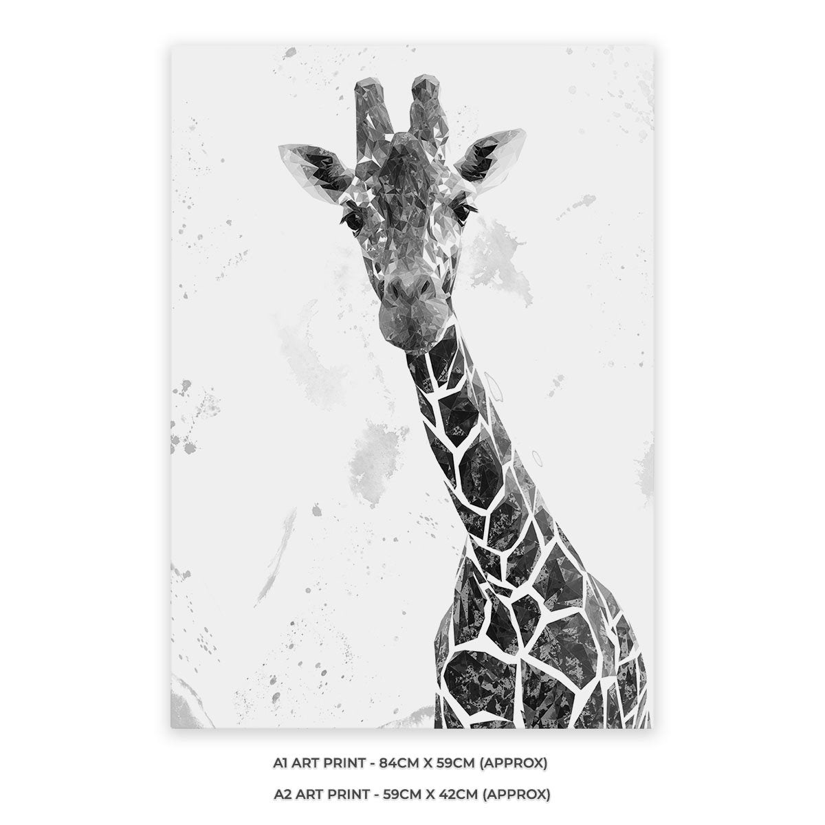 "George" The Giraffe (B&W) Unframed Art Print - Andy Thomas Artworks