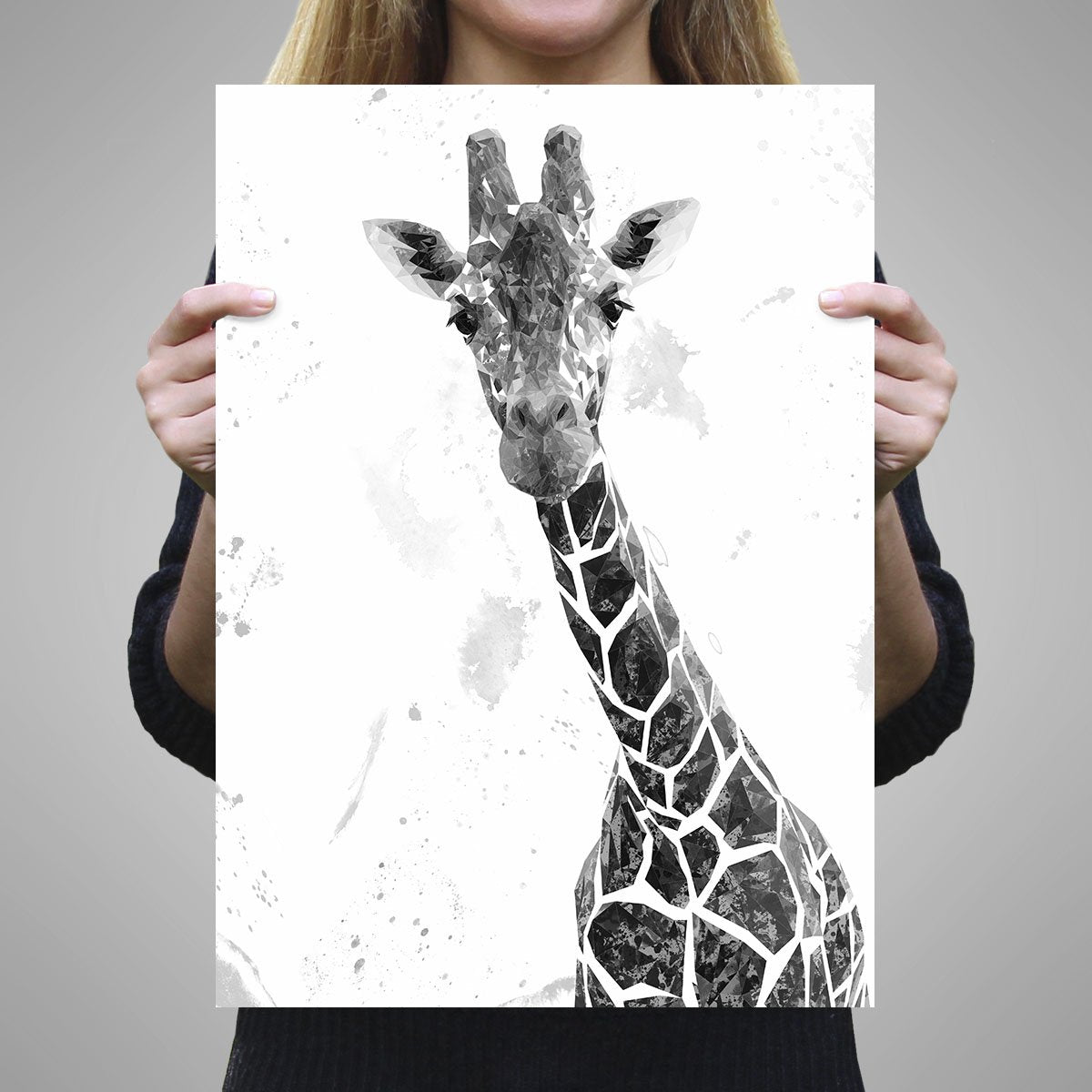 "George" The Giraffe (B&W) Unframed Art Print - Andy Thomas Artworks