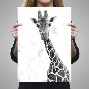 "George" The Giraffe (B&W) Unframed Art Print - Andy Thomas Artworks