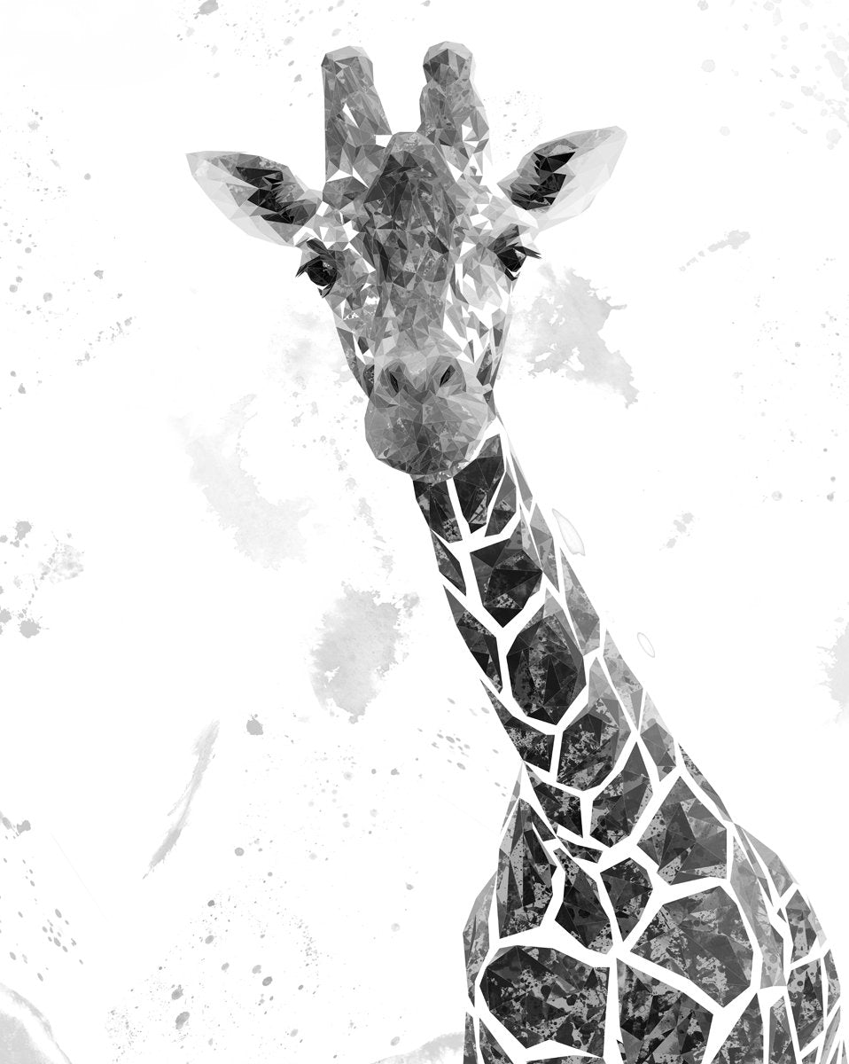 "George" The Giraffe (B&W) Kitchen Splashback
