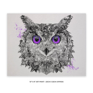 "The Purple Owl" 10" x 8" Unframed Art Print - Andy Thomas Artworks