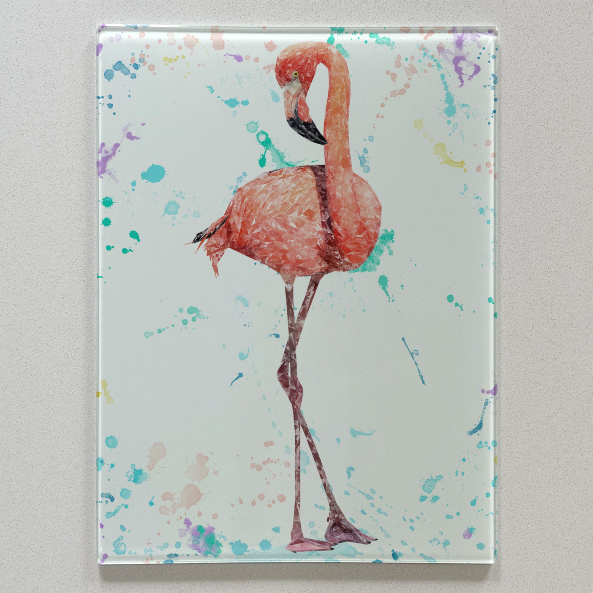 The Colourful Flamingo, Portrait, Premium Glass Worktop Saver