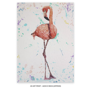 "The Colourful Flamingo" A3 Unframed Art Print - Andy Thomas Artworks