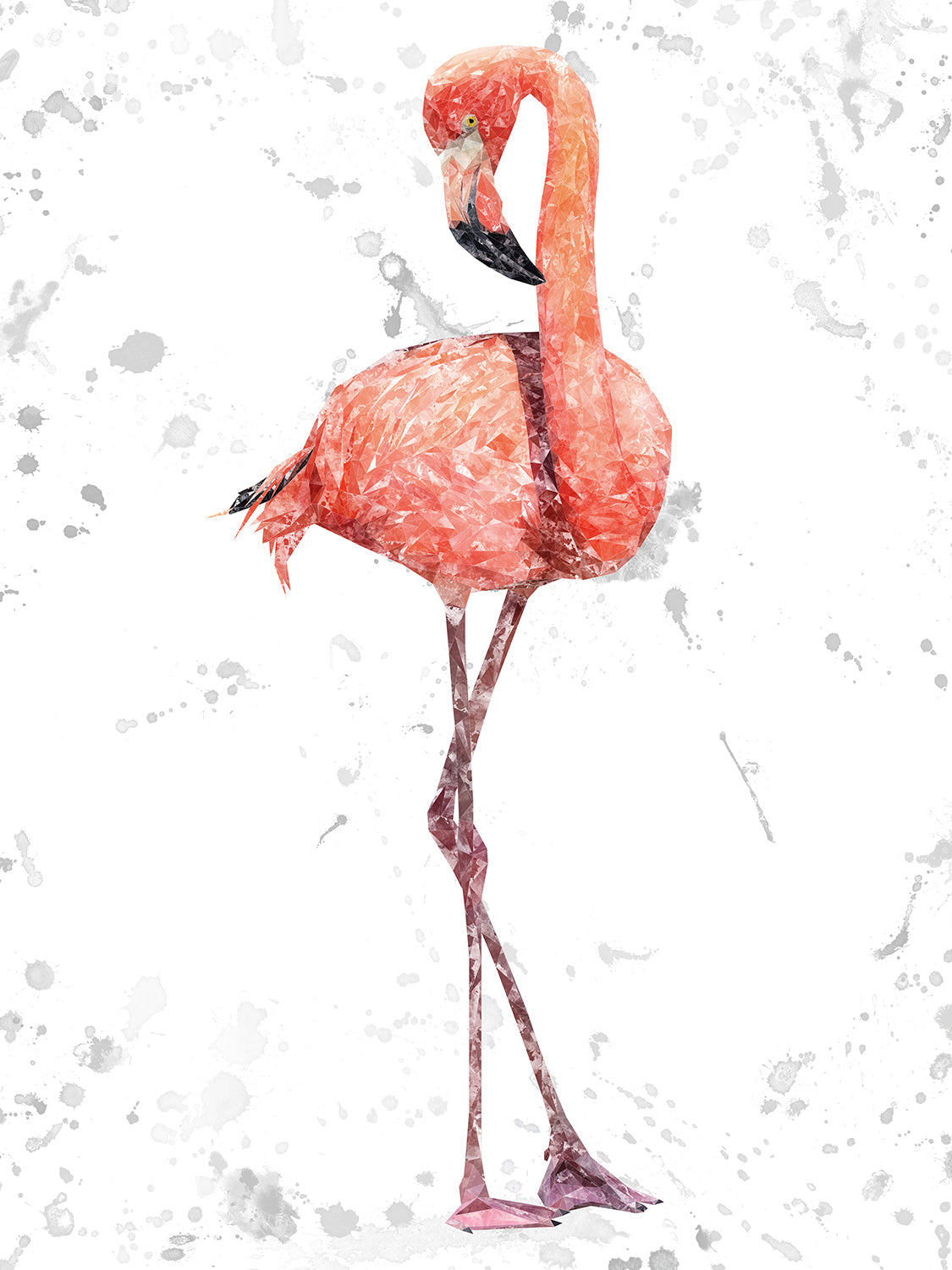 "The Flamingo Grey Background" Canvas Print