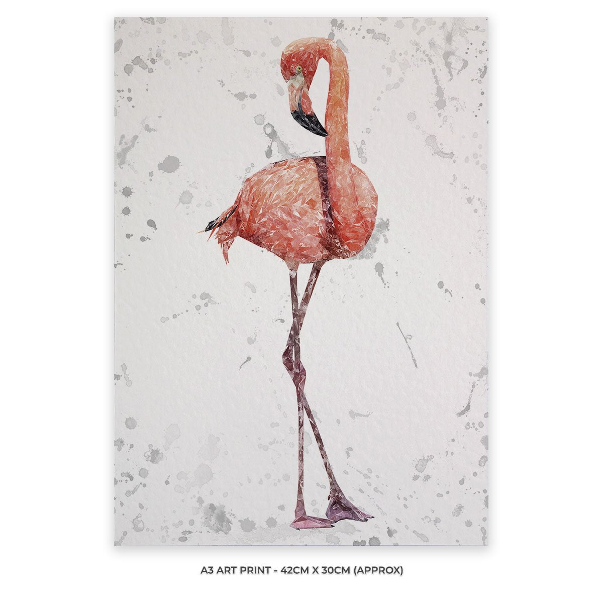 "The Flamingo Grey Background" Unframed Art Print - Andy Thomas Artworks