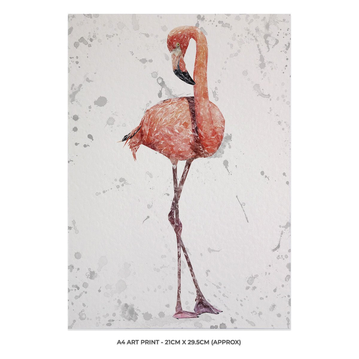 "The Flamingo Grey Background" A4 Unframed Art Print - Andy Thomas Artworks