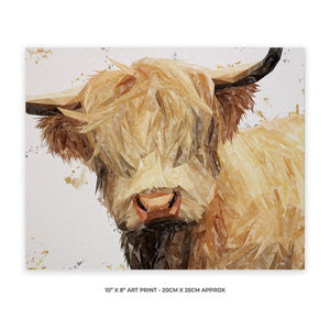 "Brenda" The Highland Cow 10" x 8" Unframed Art Print - Andy Thomas Artworks