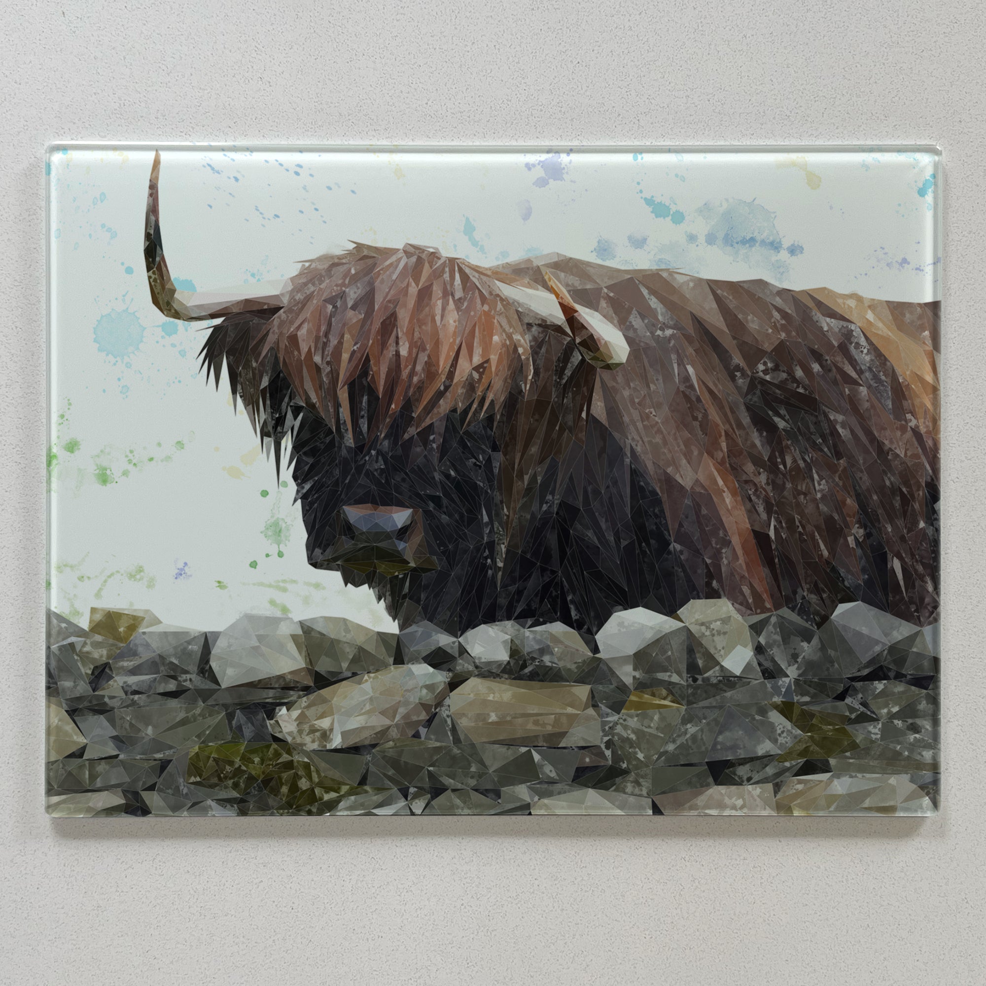 Freya The The Highland Cow From Applecross Premium Glass Worktop Saver