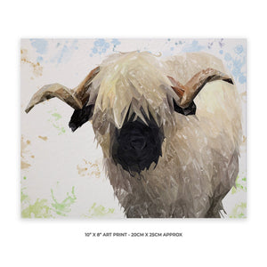 "Bertie" The Valais Ram 10" x 8" Unframed Art Print - Andy Thomas Artworks