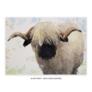"Bertie" The Valais Ram A3 Unframed Art Print - Andy Thomas Artworks