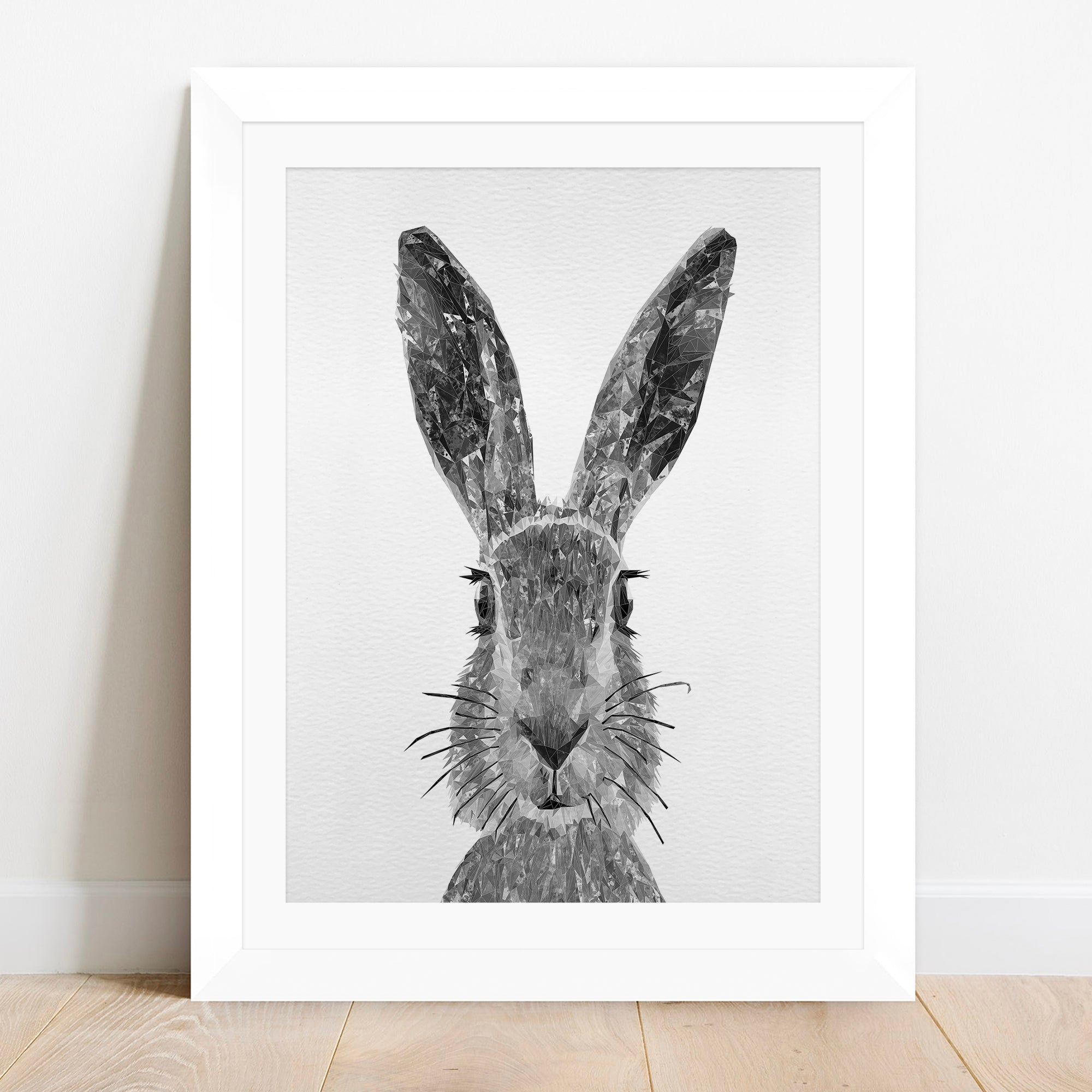"The Hare" (B&W) Framed & Mounted Art Print