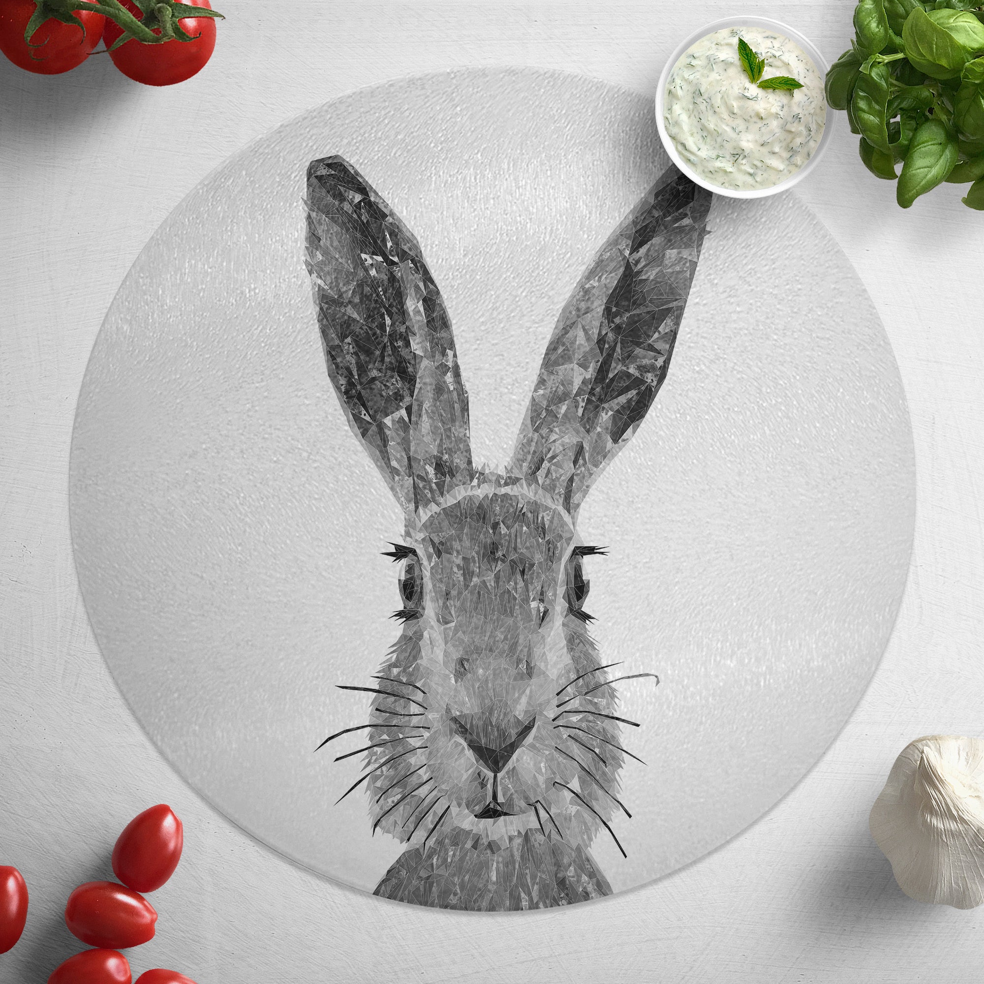"The Hare" Black & White Glass Worktop Saver